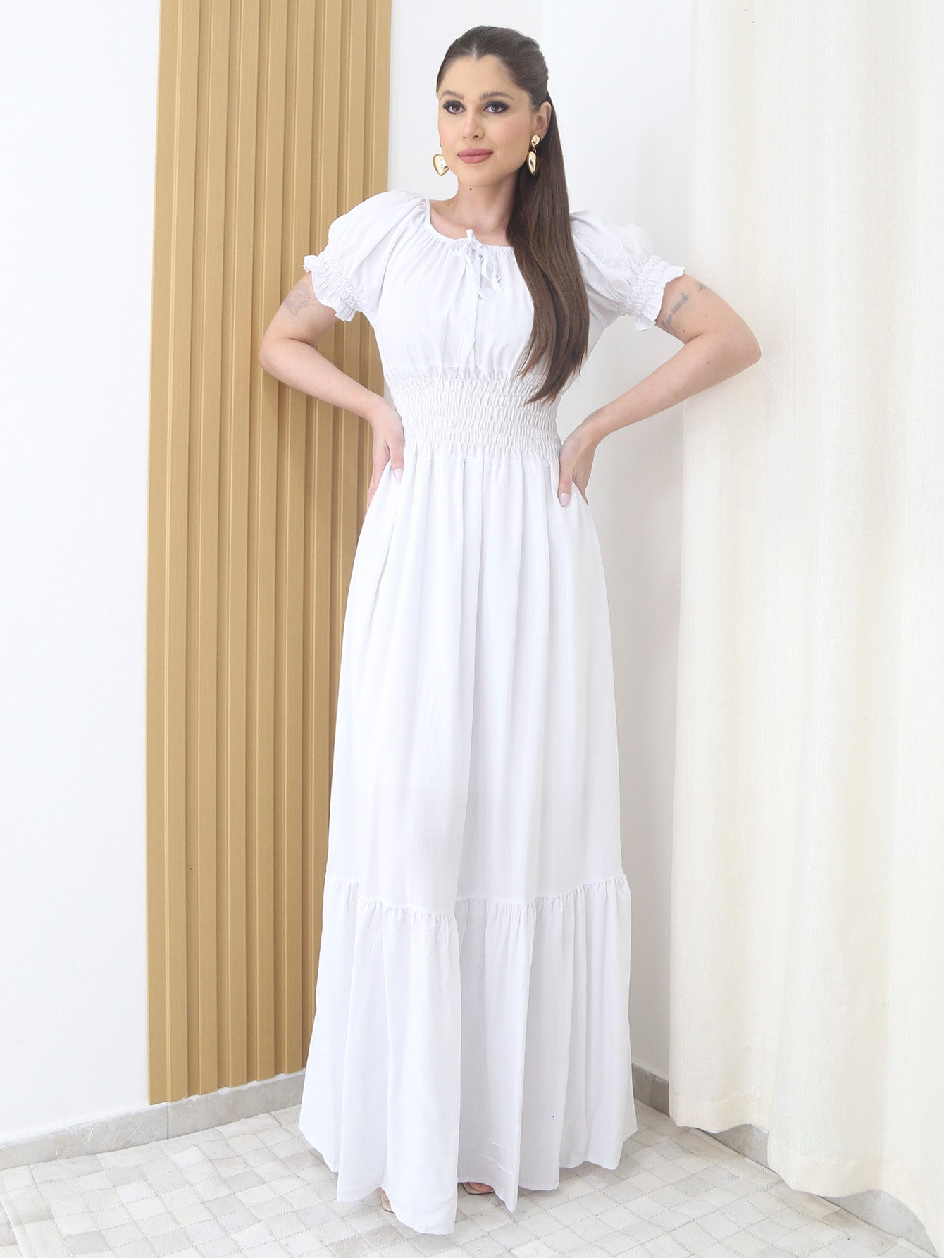 Vestido Longo Festa Evangélica Tem Forro e Elástico