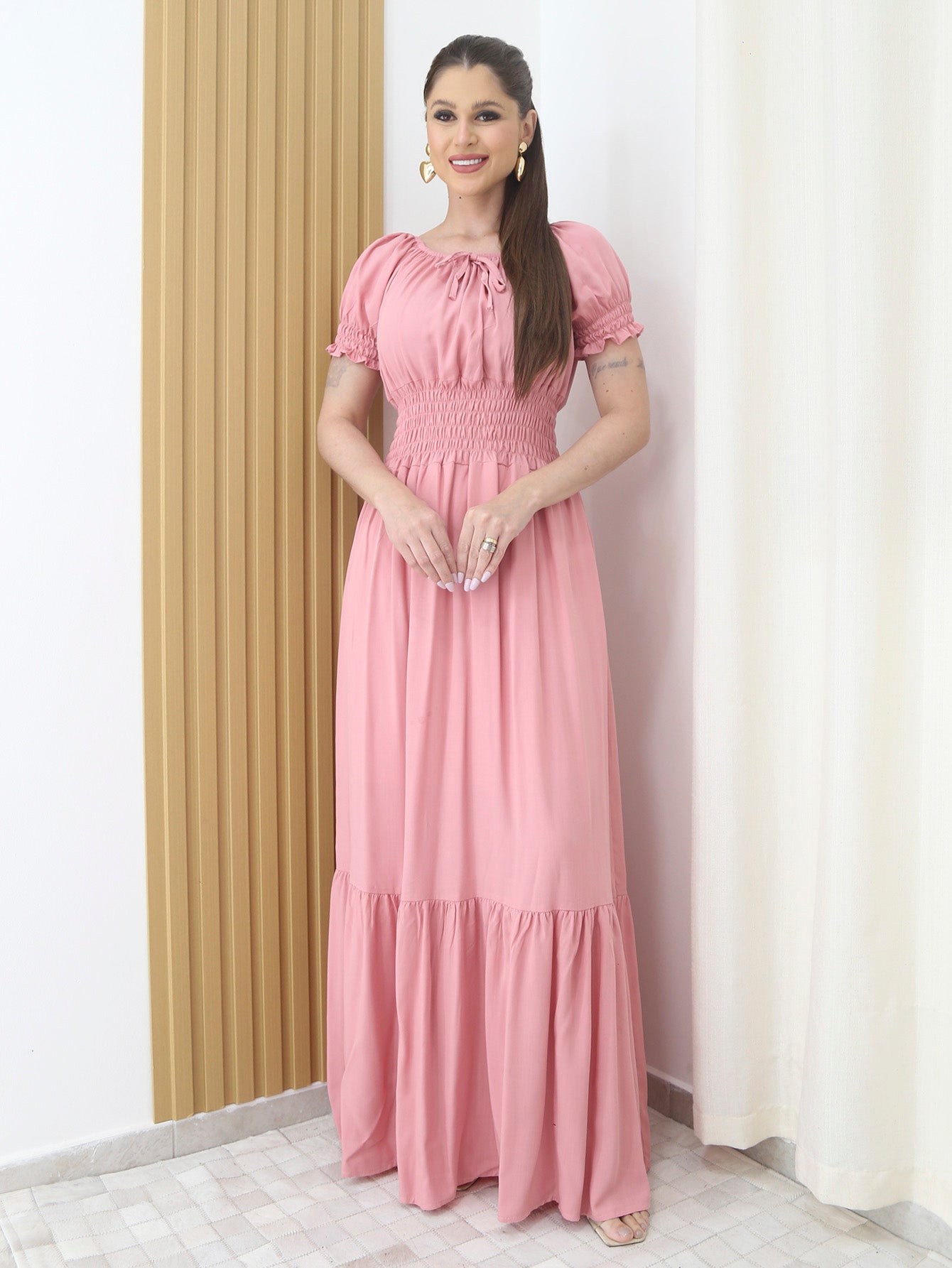 Vestido Longo Festa Evangélica Tem Forro e Elástico