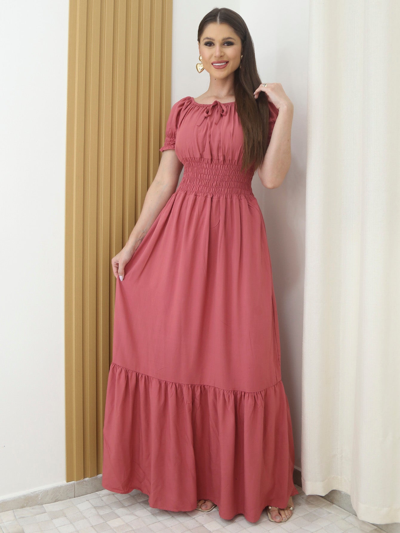 Vestido Longo Festa Evangélica Tem Forro e Elástico