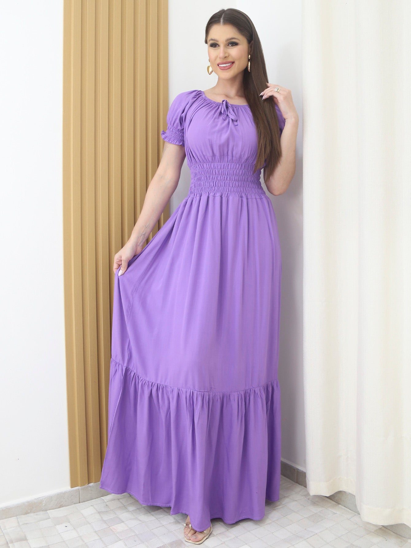 Vestido Longo Festa Evangélica Tem Forro e Elástico