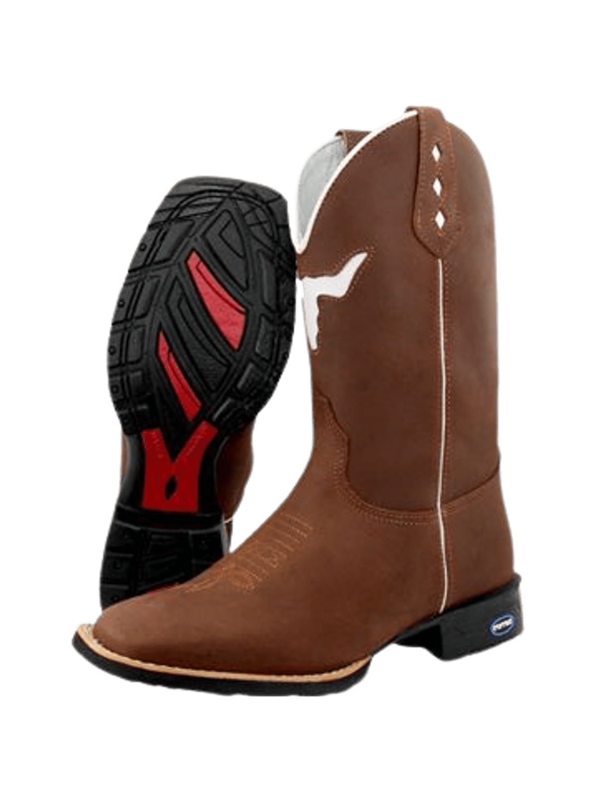 Django Bota Botina Texana Country Cara de Boi Cano Longo Bordado Bico Quadrado Django