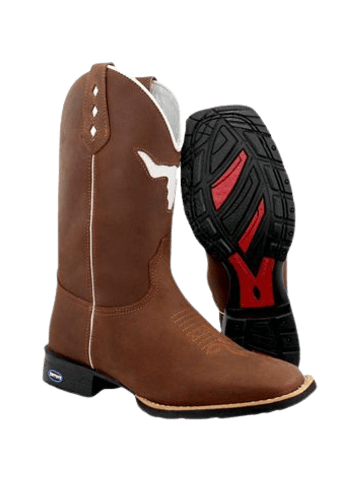 Django Bota Botina Texana Country Cara de Boi Cano Longo Bordado Bico Quadrado Django