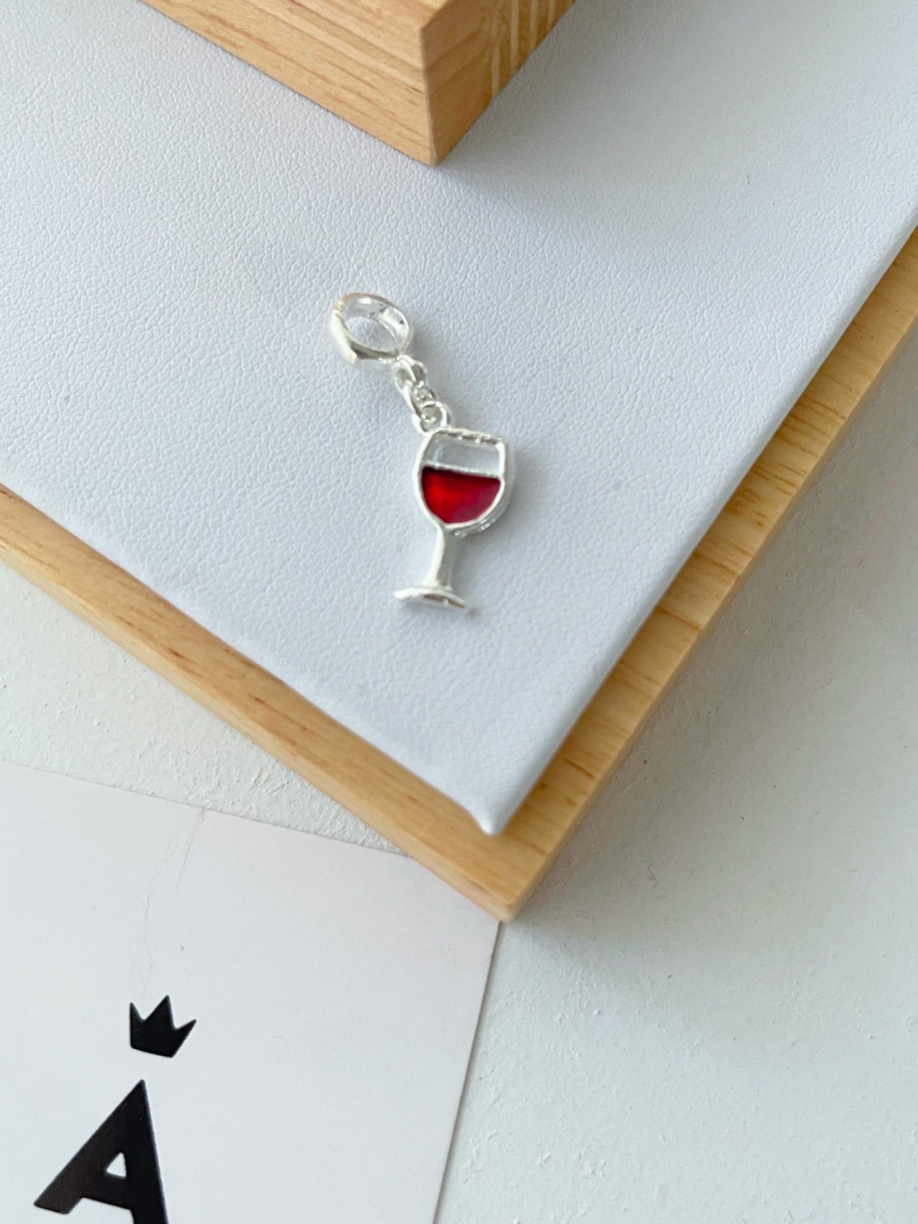 Berloque para Pulseira Banhado a Prata 925 Taça de Vinho