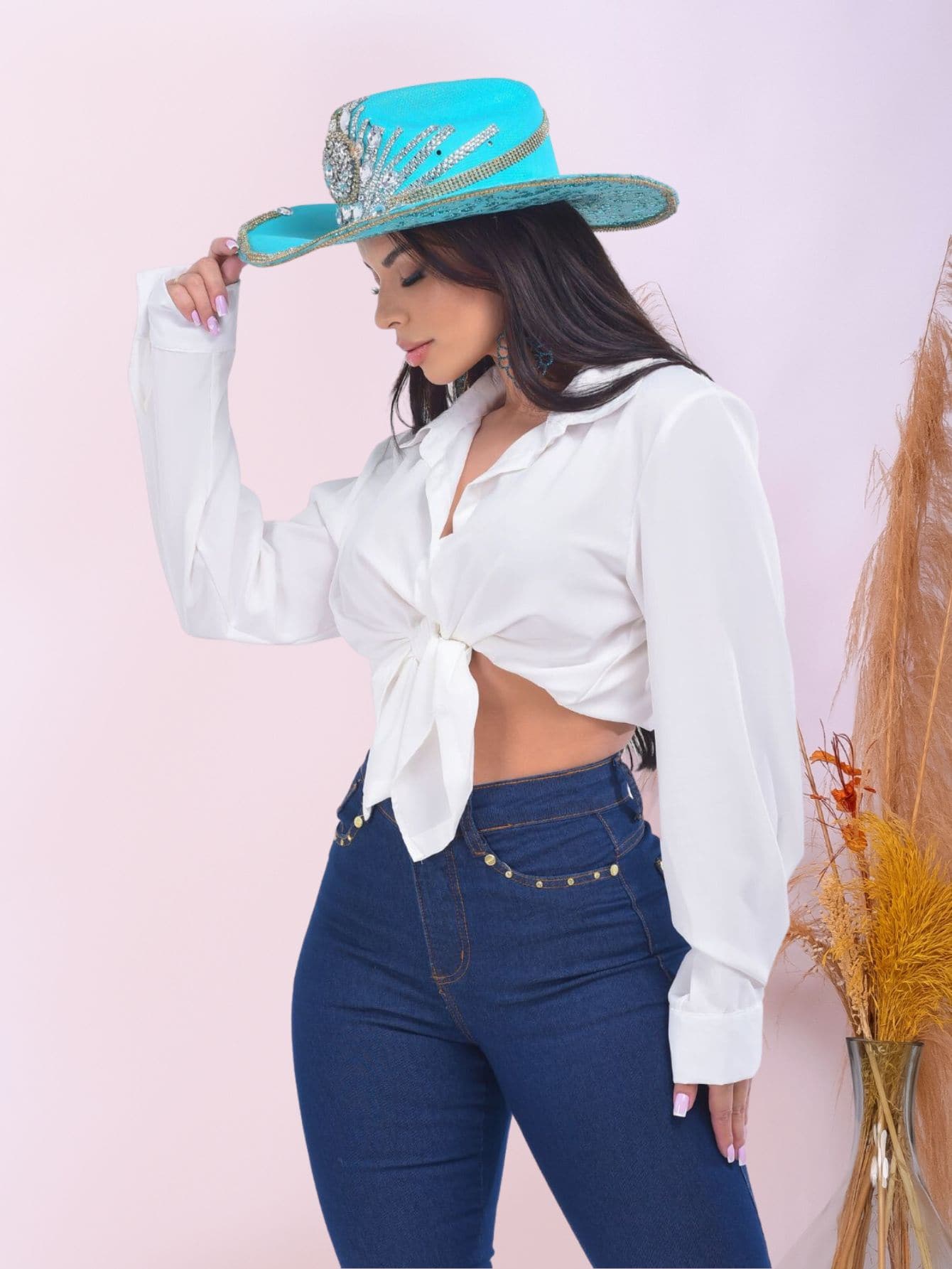 Calça Jeans Feminina Flare Country Com Bordado