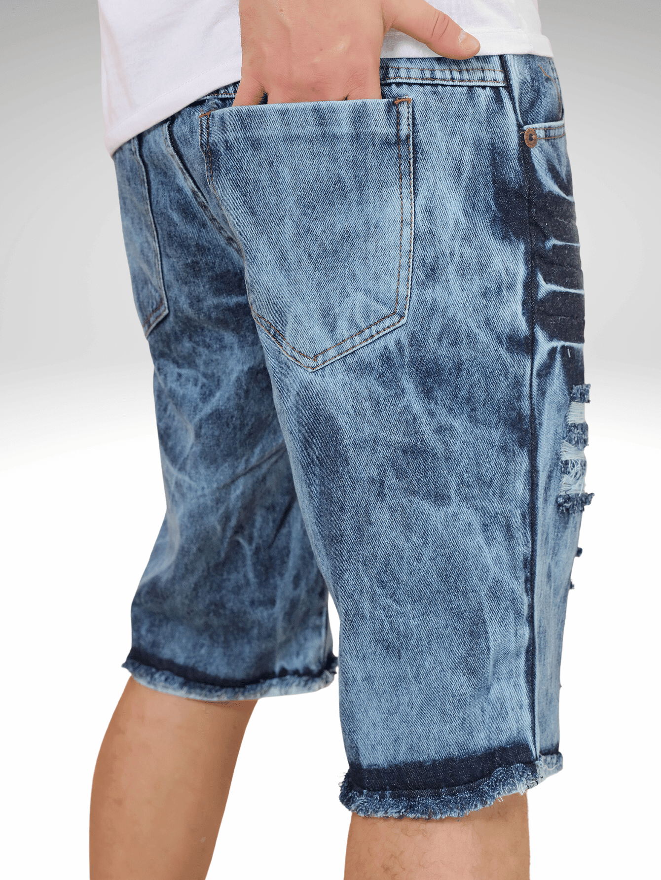 Kit 3 Bermuda Jeans Tradicional masculino Rasgada Casual Direto Da Fábrica