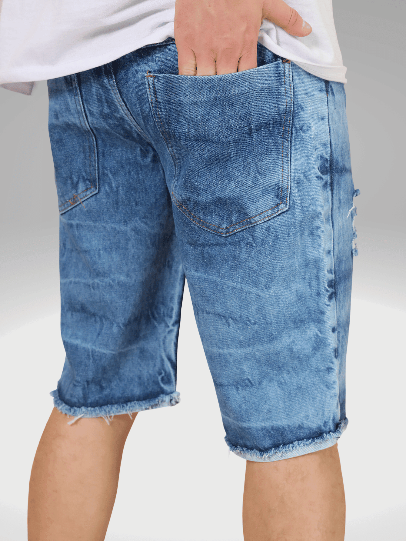 Kit 3 Bermuda Jeans Tradicional masculino Rasgada Casual Direto Da Fábrica