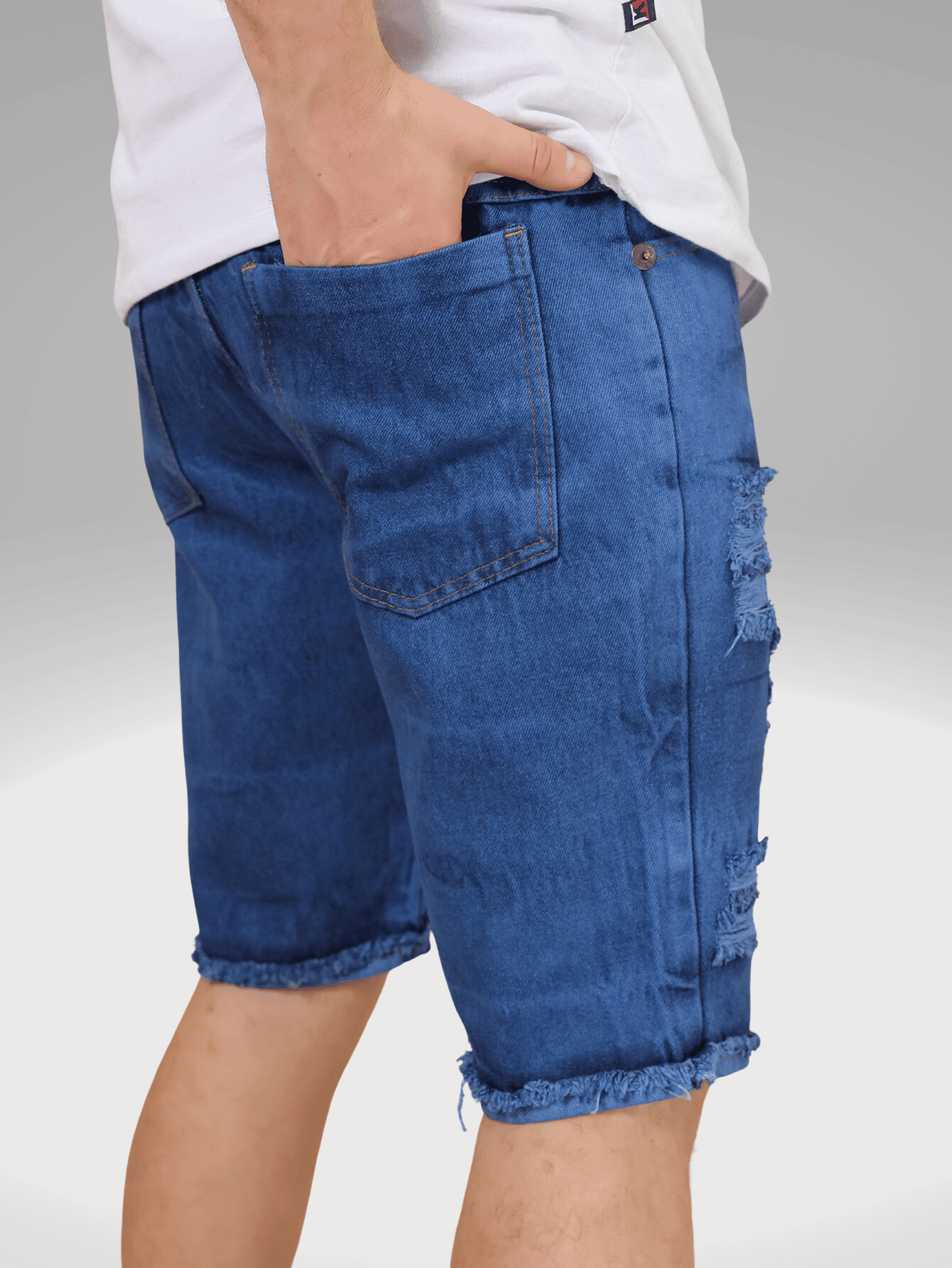Kit 3 Bermuda Jeans Tradicional masculino Rasgada Casual Direto Da Fábrica