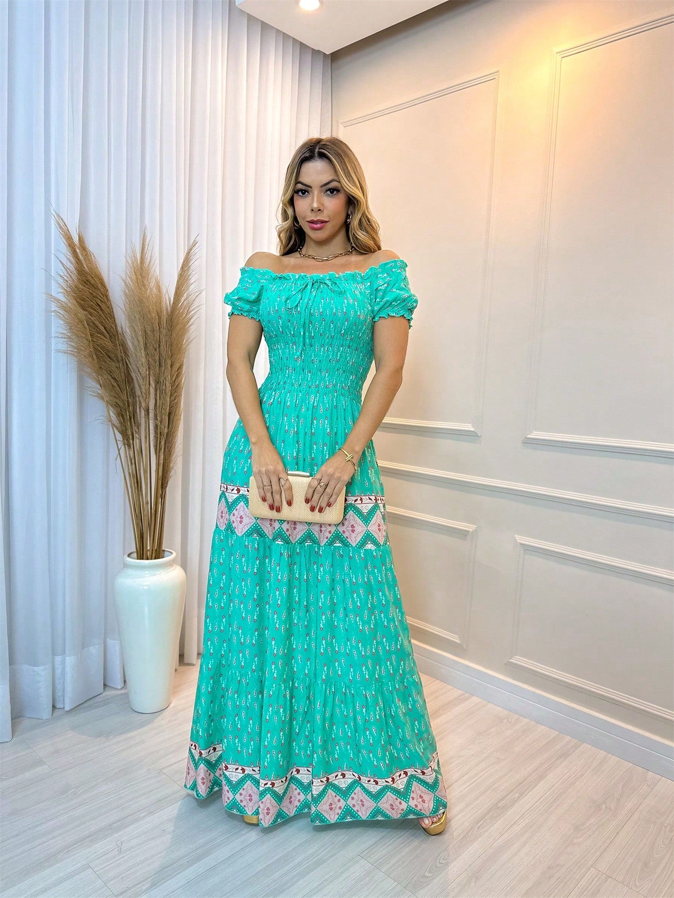Vestido Feminina Longo Estampada Floral Ciganinha Verão