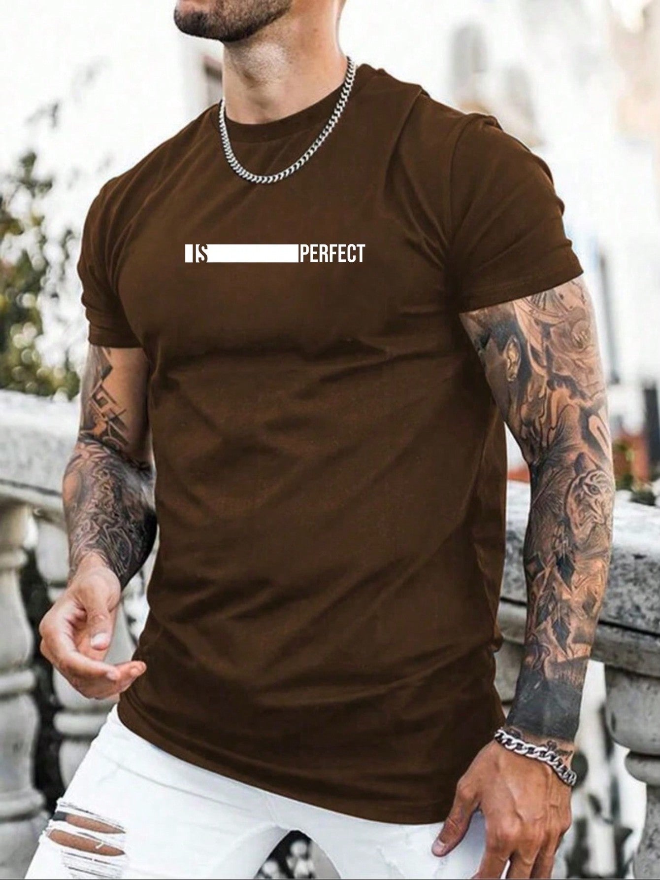 Camiseta Masculina Is Perfect Bco Camisa 100% algodão premium