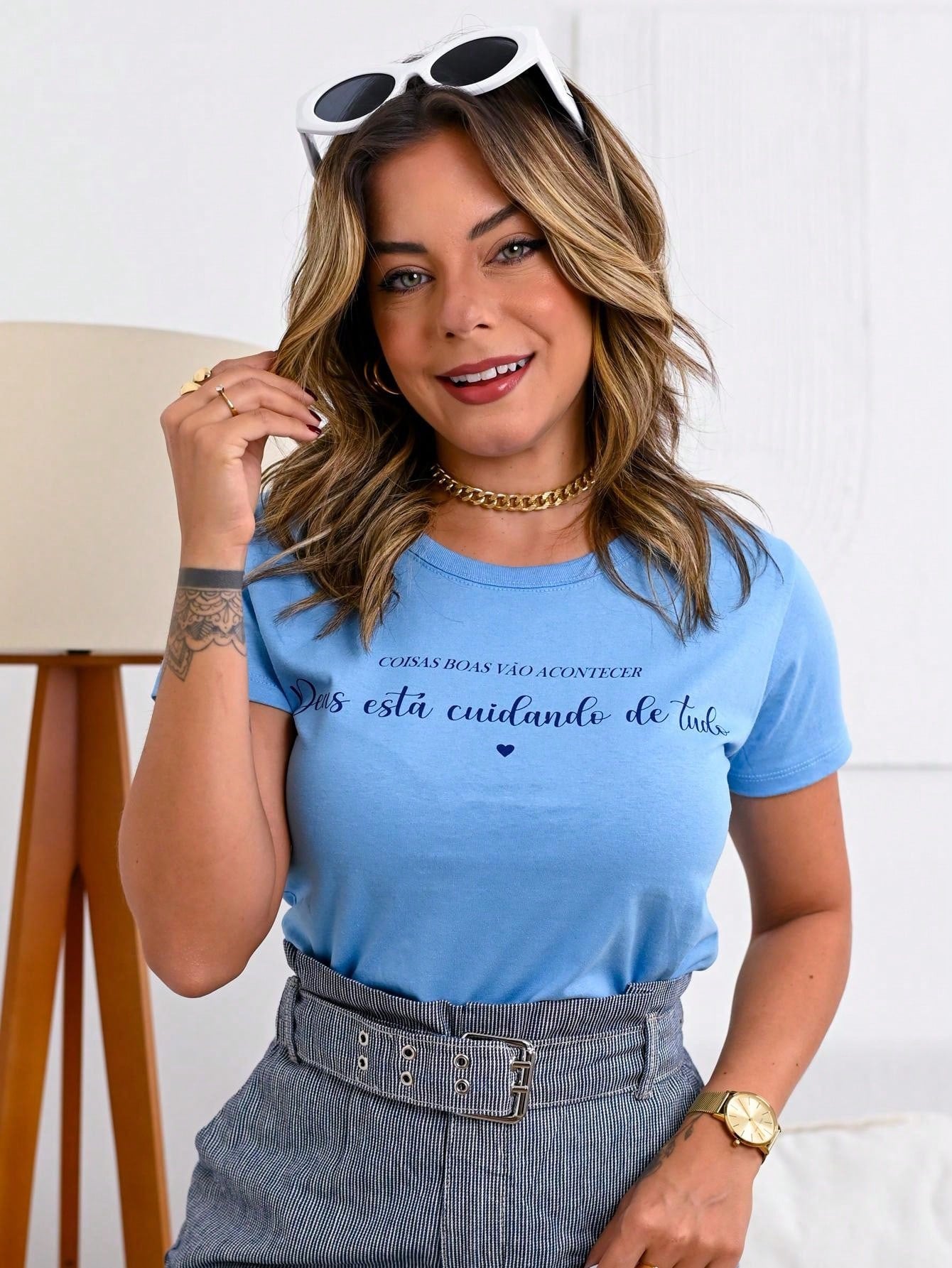 Blusa Feminina T-Shirt Manga Curta Gola Redonda 100% Algodão Malha Premium (4)