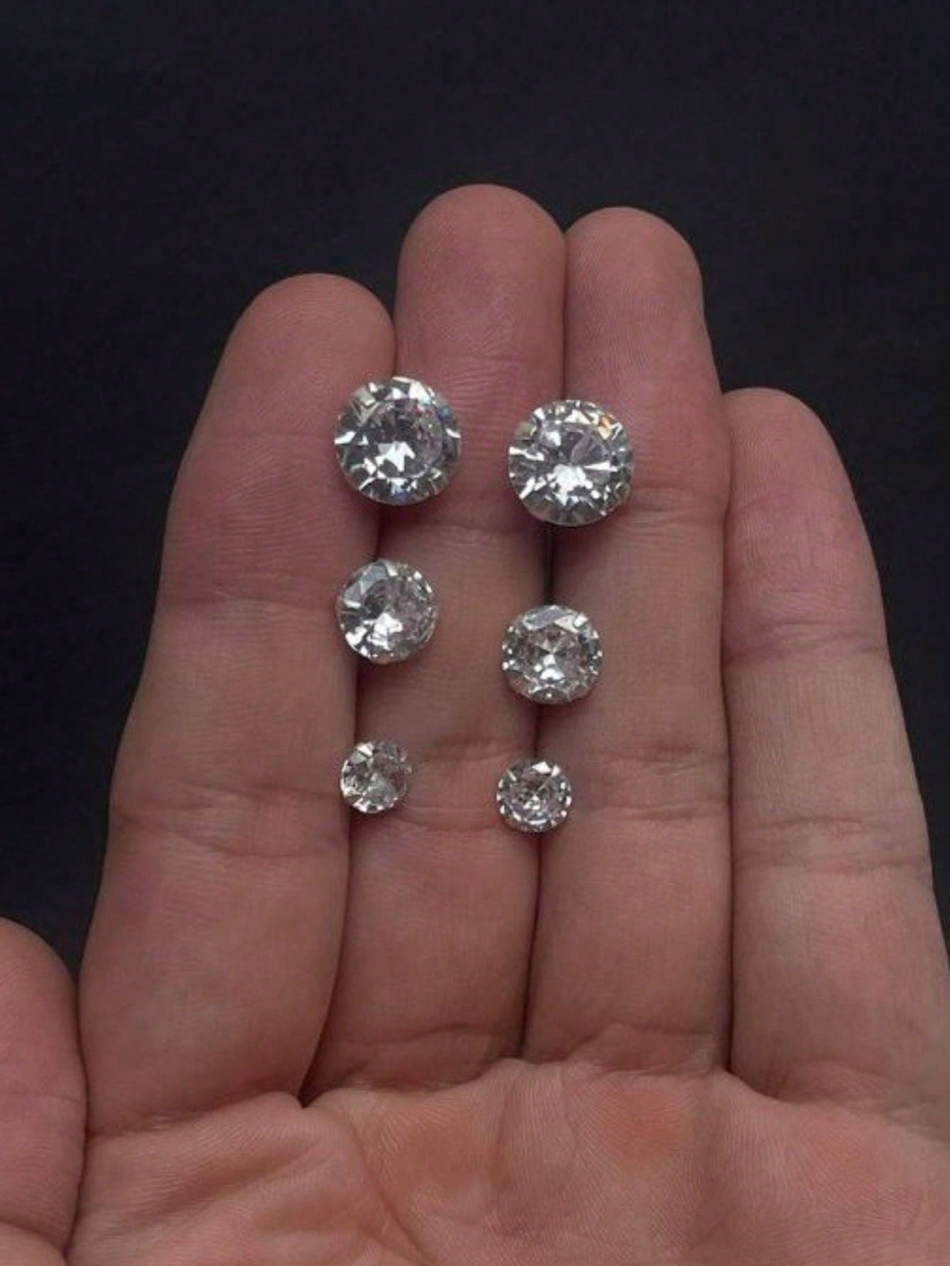 kit 5 pares Brinco redondo zirconia PRATEADO