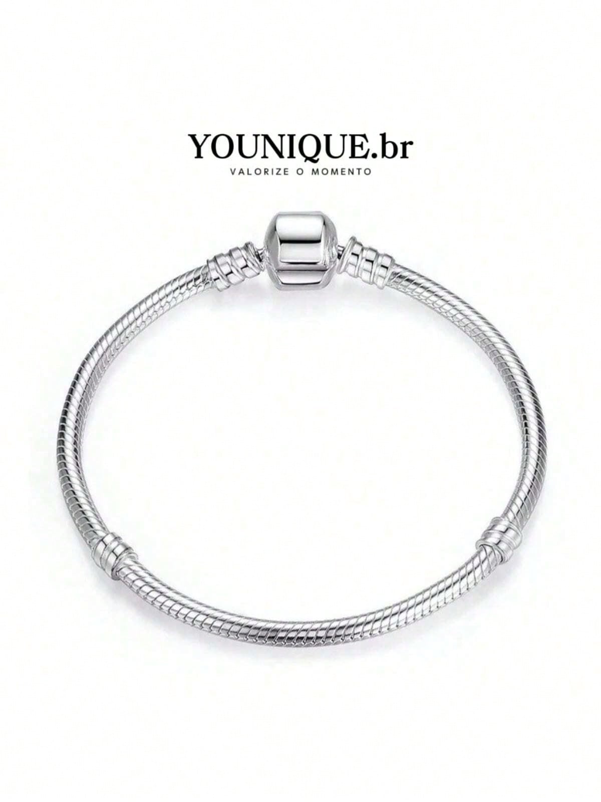Pulseira Banhada A Prata 925 Berloques Fecho Simples Trava Simples Antialergica Macia Corrente De Cobra Pulseira Joias Femininas