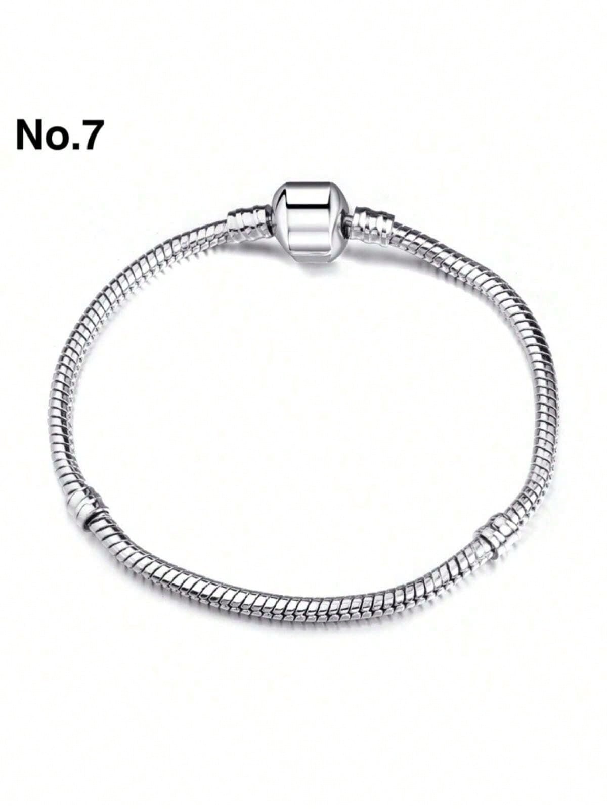 Pulseira Banhada A Prata 925 Berloques Fecho Simples Trava Simples Antialergica Macia Corrente De Cobra Pulseira Joias Femininas