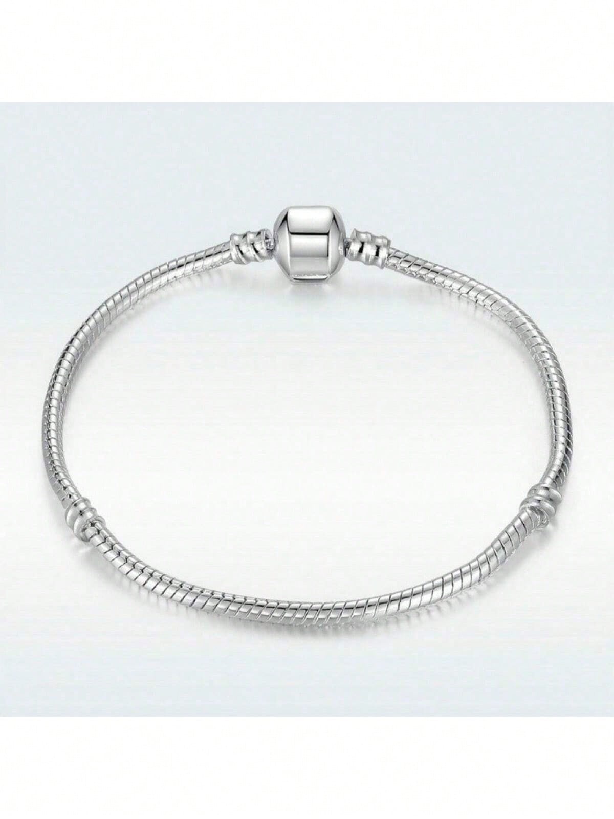 Pulseira Banhada A Prata 925 Berloques Fecho Simples Trava Simples Antialergica Macia Corrente De Cobra Pulseira Joias Femininas
