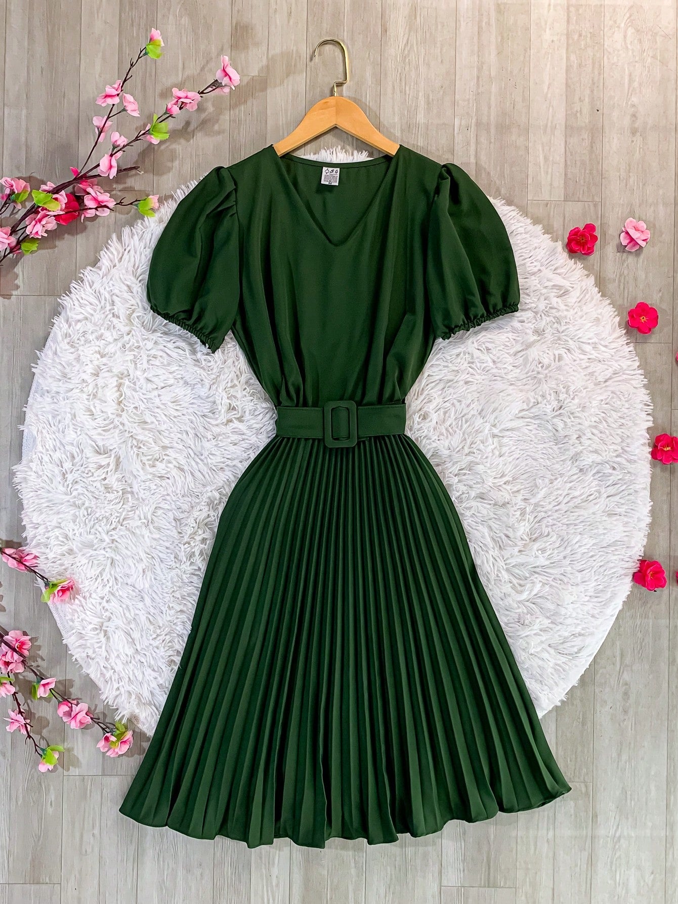 Vestido plissada lisa MIDI Rodado Moda Evangelica