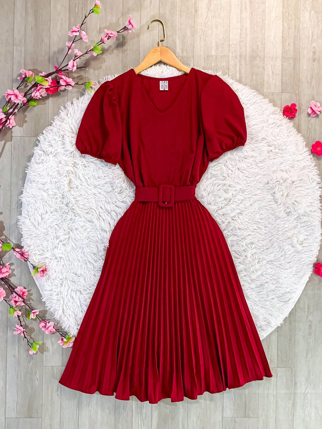 Vestido plissada lisa MIDI Rodado Moda Evangelica