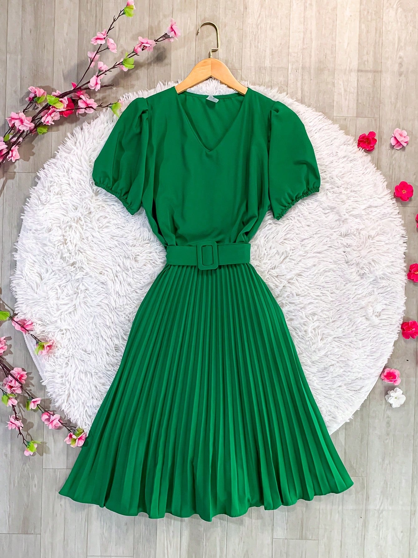 Vestido plissada lisa MIDI Rodado Moda Evangelica