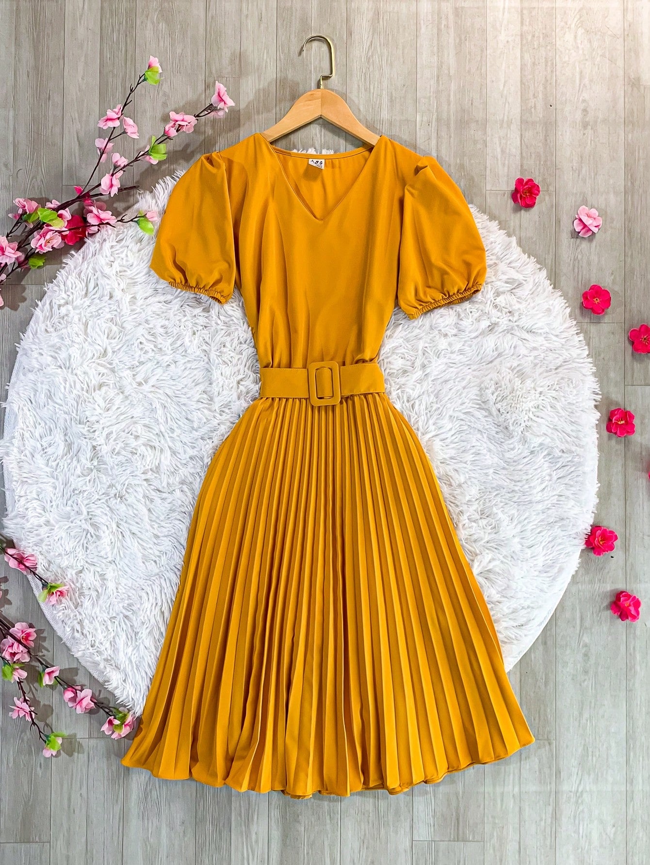 Vestido plissada lisa MIDI Rodado Moda Evangelica