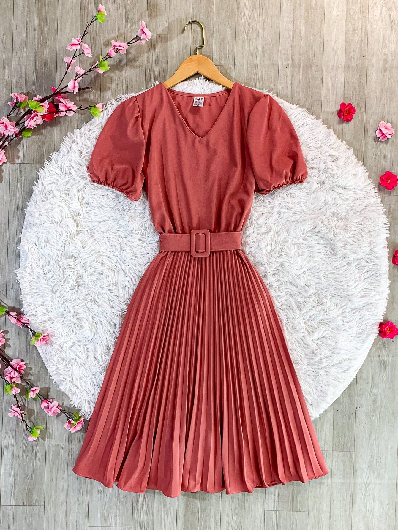 Vestido plissada lisa MIDI Rodado Moda Evangelica