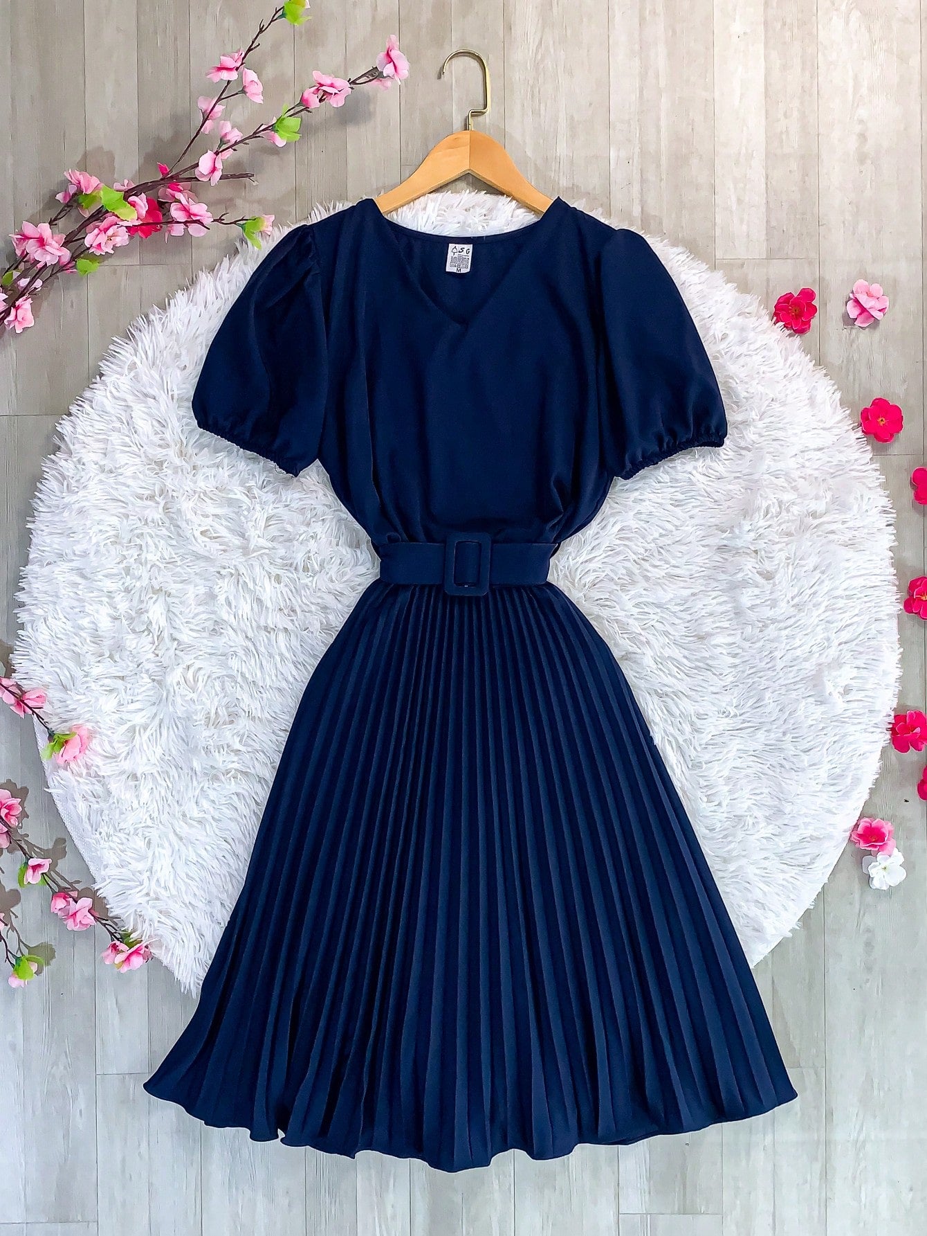 Vestido plissada lisa MIDI Rodado Moda Evangelica