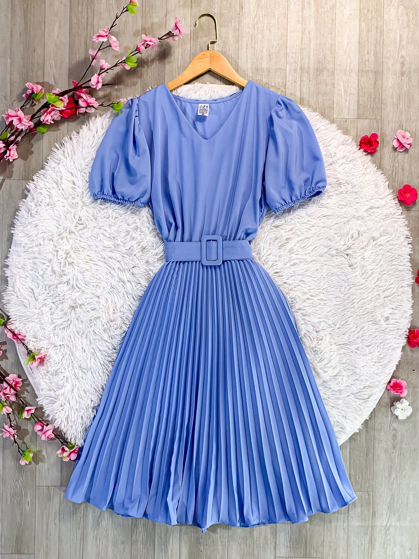 Vestido plissada lisa MIDI Rodado Moda Evangelica