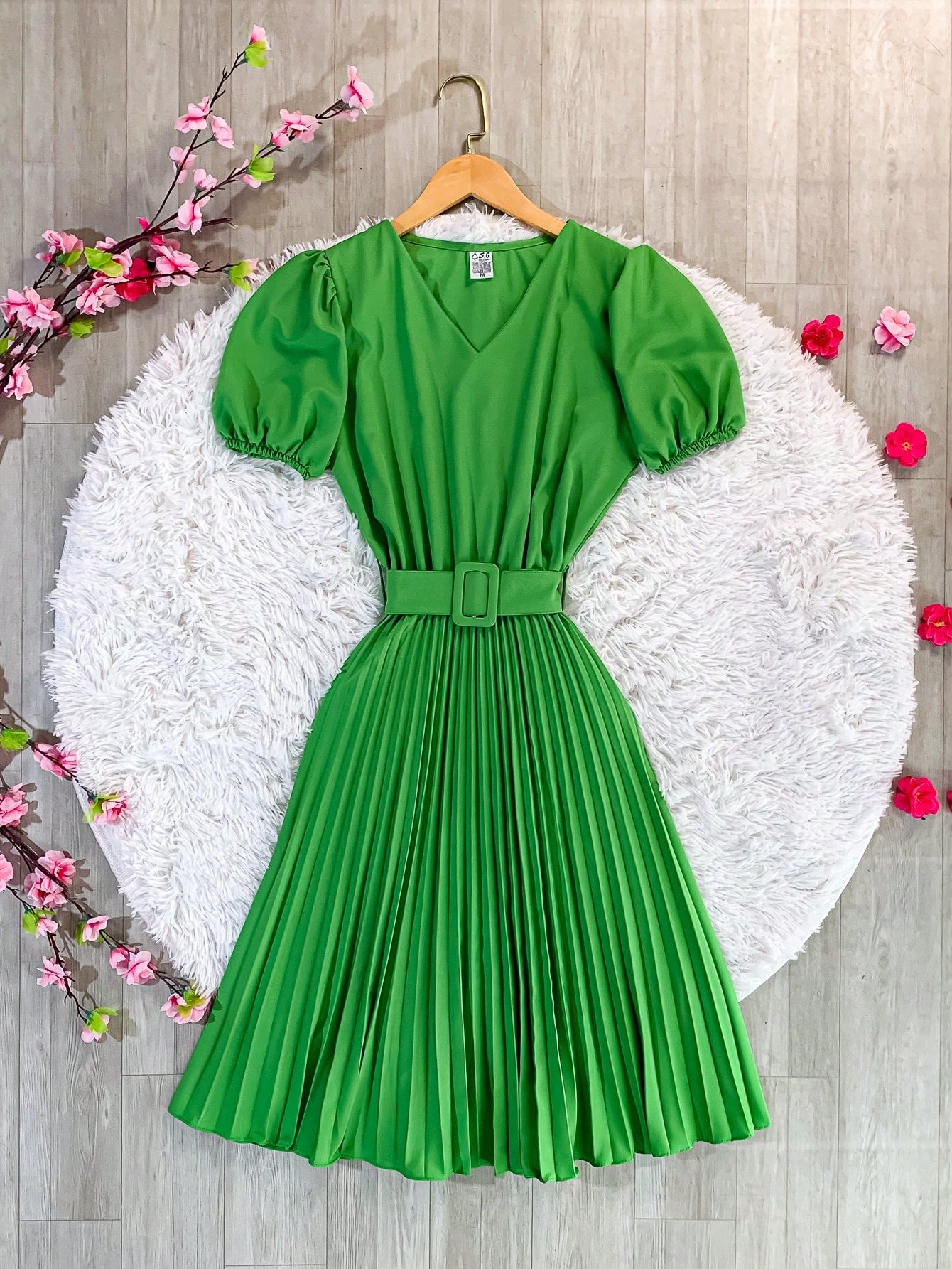 Vestido plissada lisa MIDI Rodado Moda Evangelica