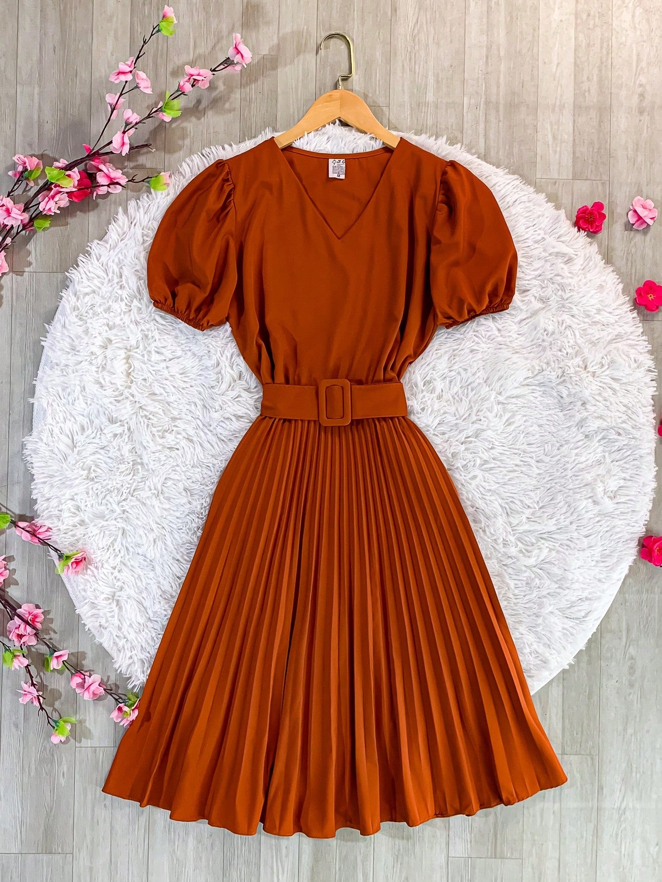 Vestido plissada lisa MIDI Rodado Moda Evangelica