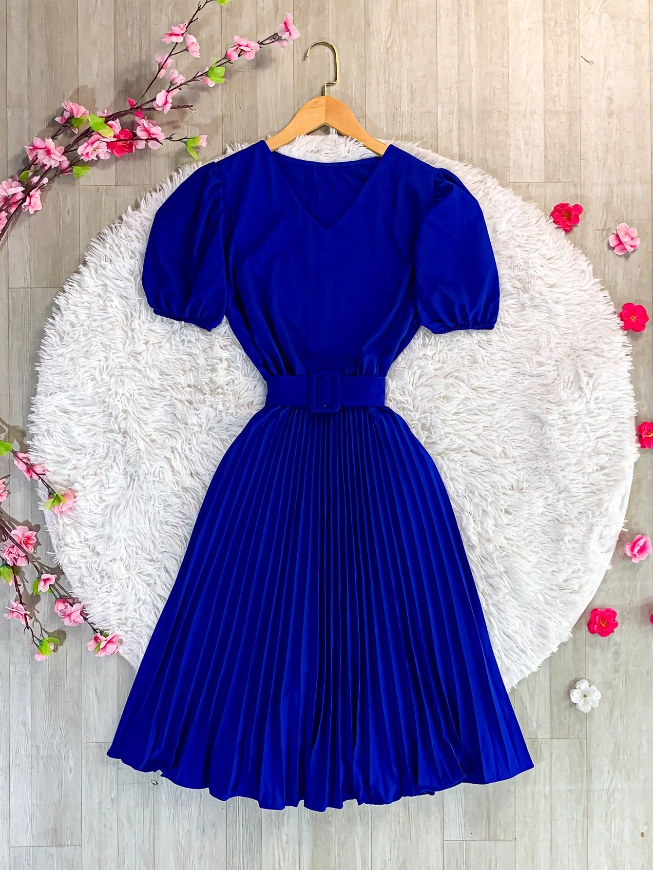 Vestido plissada lisa MIDI Rodado Moda Evangelica