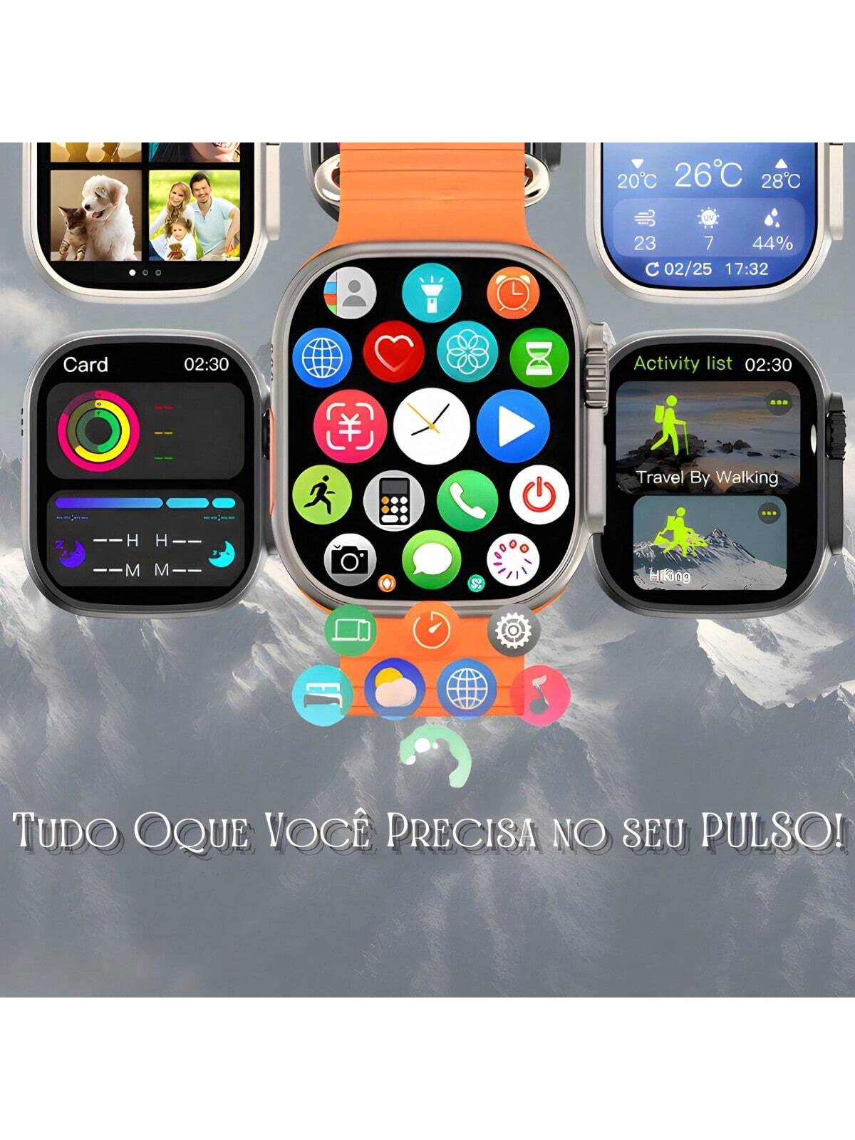 Smartwatch W69+ Ultra Plus Relógio Lançamento Tela Amoled 2Gb Armazenamento Nfc Gps ChatGpt Assistente de Voz 49mm Android iOS Bluetooth Original Microwear