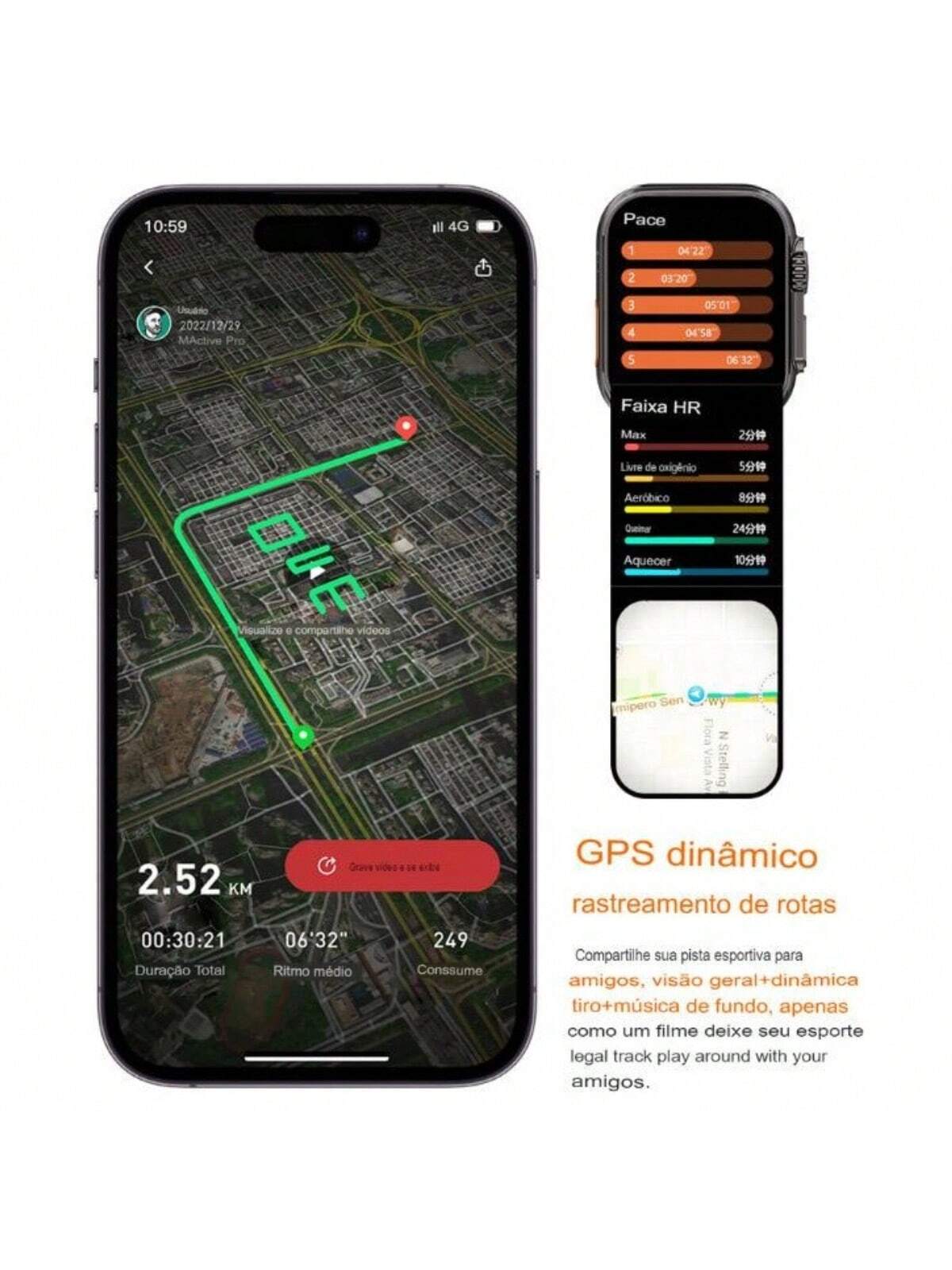 Smartwatch W69+ Ultra Plus Relógio Lançamento Tela Amoled 2Gb Armazenamento Nfc Gps ChatGpt Assistente de Voz 49mm Android iOS Bluetooth Original Microwear