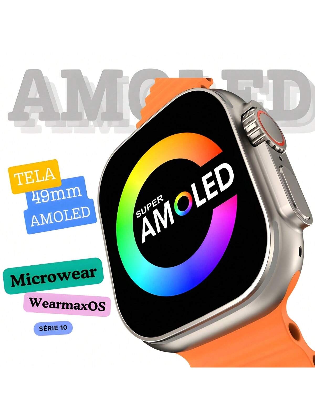 Smartwatch W69+ Ultra Plus Relógio Lançamento Tela Amoled 2Gb Armazenamento Nfc Gps ChatGpt Assistente de Voz 49mm Android iOS Bluetooth Original Microwear