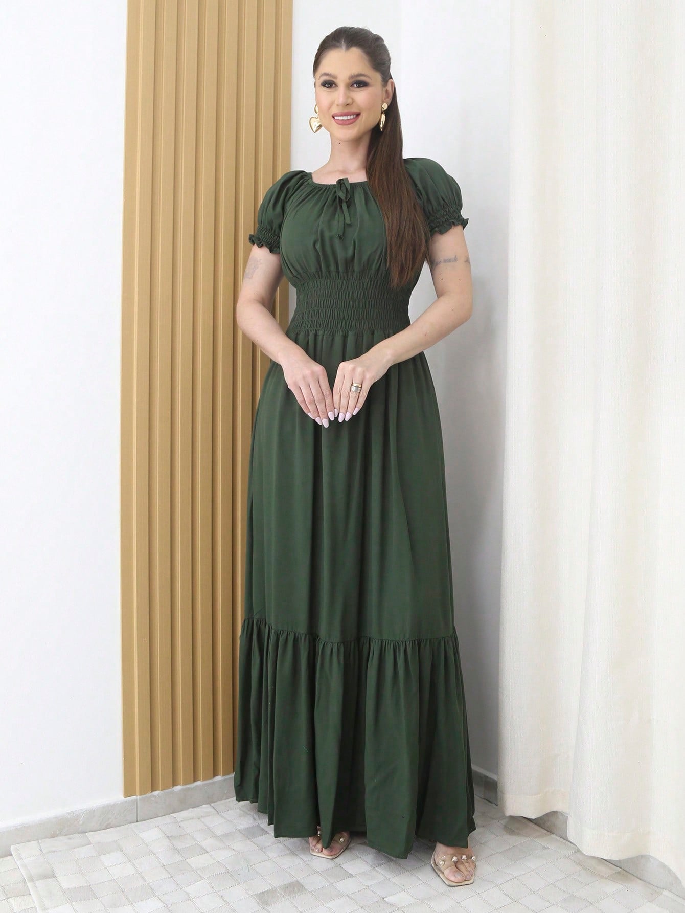 Vestido Longo Festa Evangélica Tem Forro e Elástico