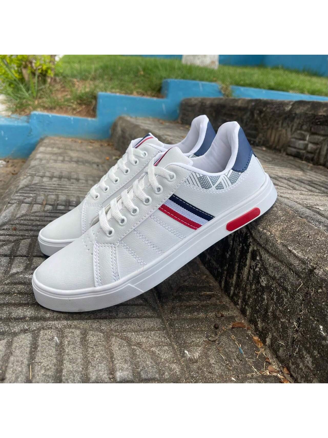 Sapatênis masculino Tênis branco e preto Sapato casual Leve Confortável Lançamento