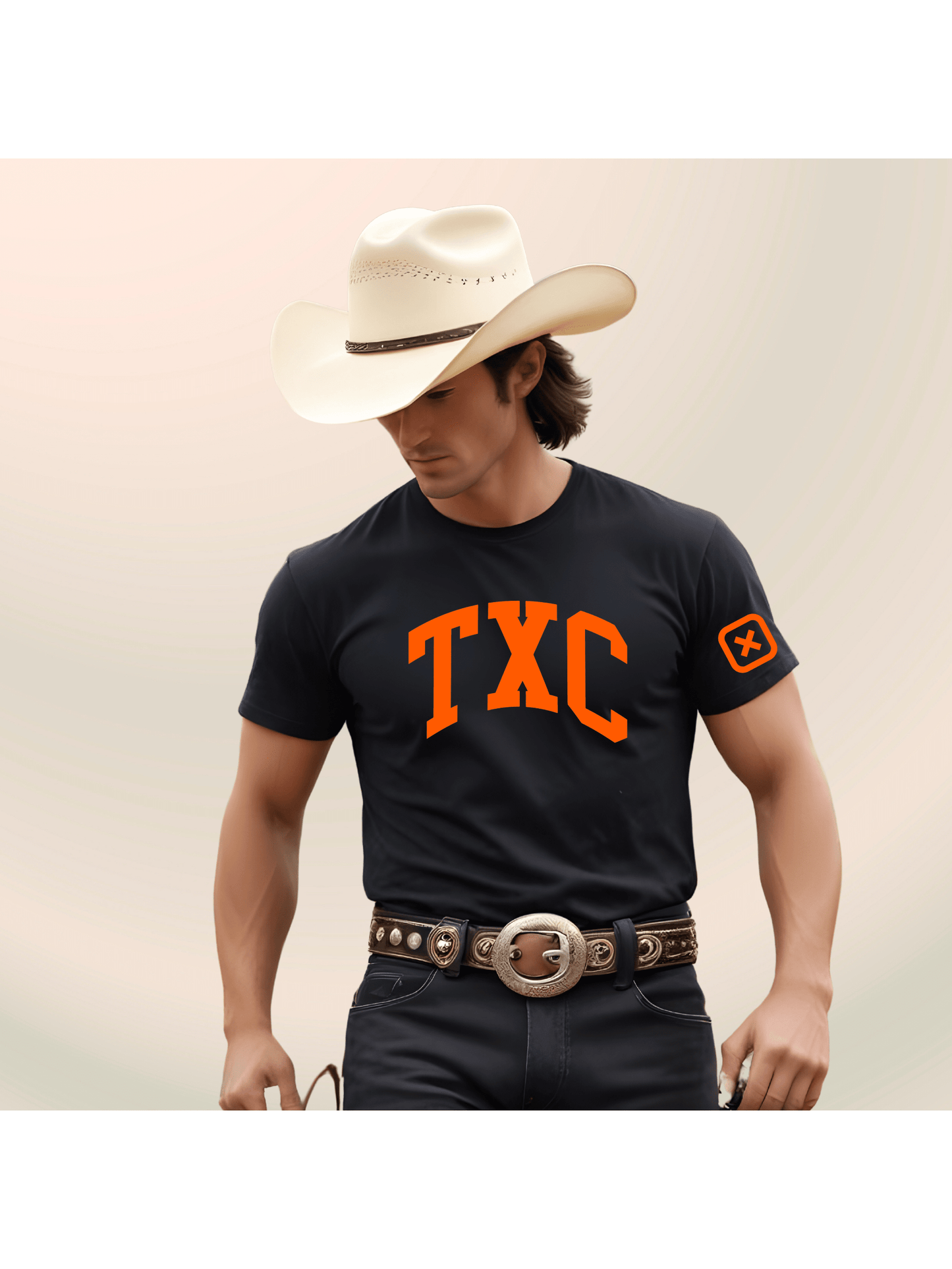 Camiseta Masculina Peão Boiadeiro Rodeio Texas Country TXC Laranja Countryside