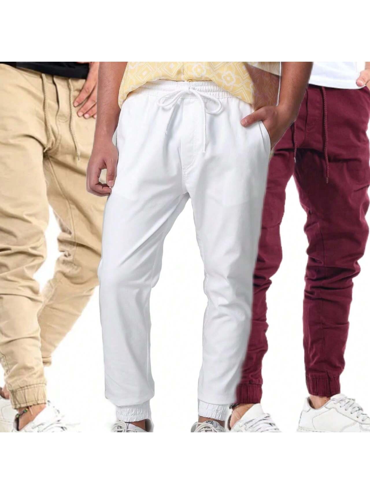 Kit 3 Calça Jogger jeans Masculina Calças Jeans Sarja Preto Masculina Jogger Punho Elastico