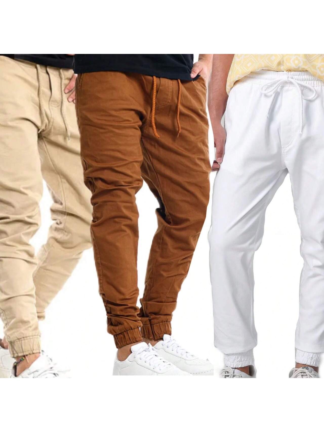 Kit 3 Calça Jogger jeans Masculina Calças Jeans Sarja Preto Masculina Jogger Punho Elastico