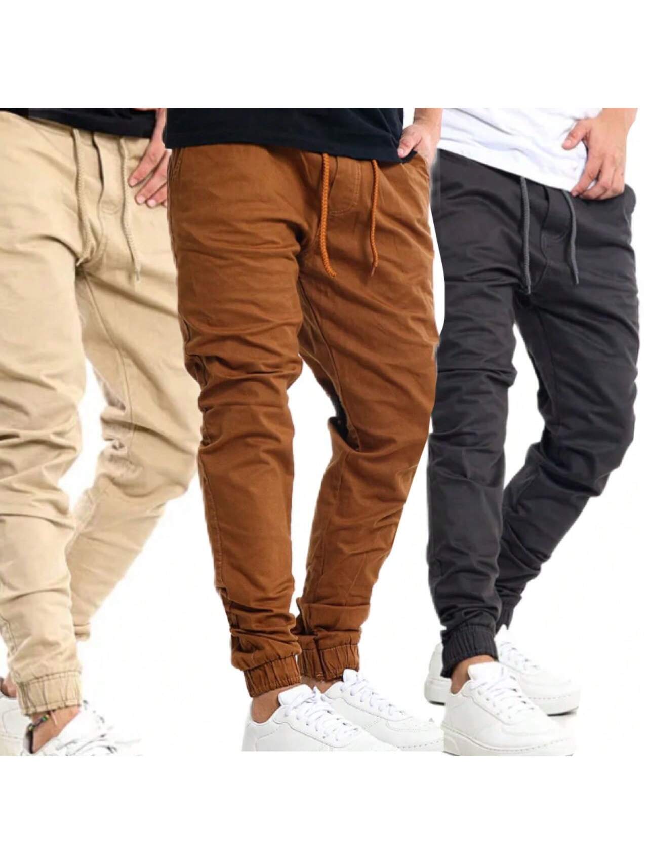 Kit 3 Calça Jogger jeans Masculina Calças Jeans Sarja Preto Masculina Jogger Punho Elastico