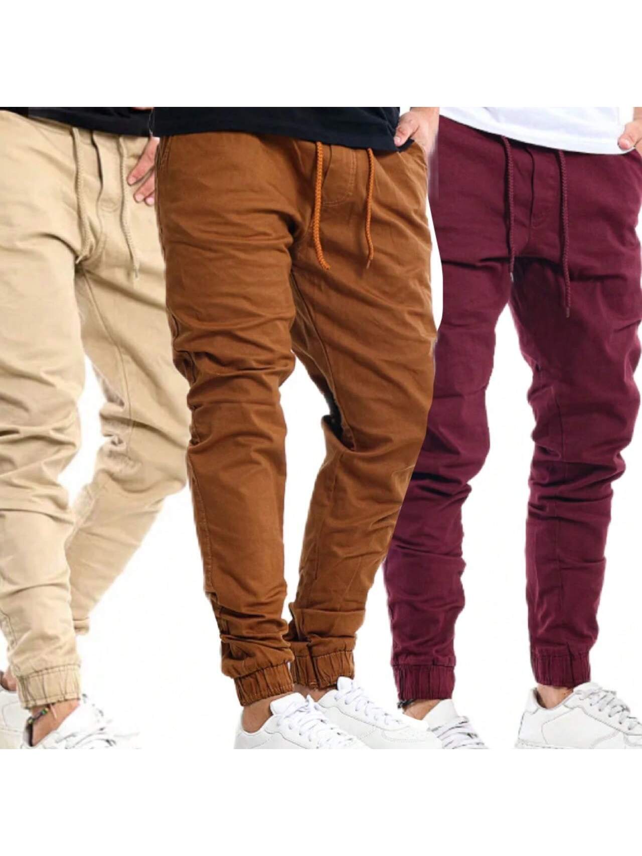 Kit 3 Calça Jogger jeans Masculina Calças Jeans Sarja Preto Masculina Jogger Punho Elastico