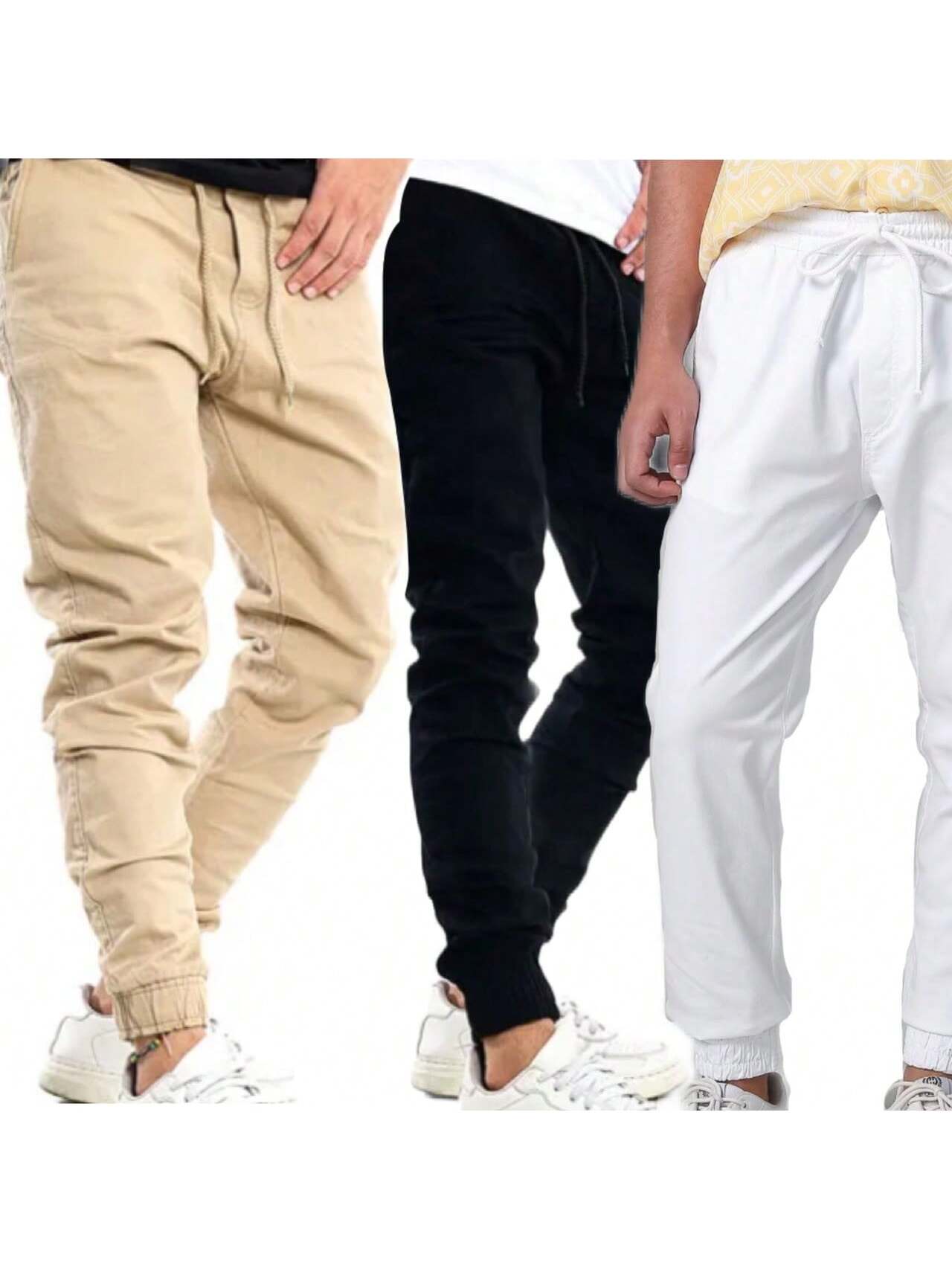 Kit 3 Calça Jogger jeans Masculina Calças Jeans Sarja Preto Masculina Jogger Punho Elastico