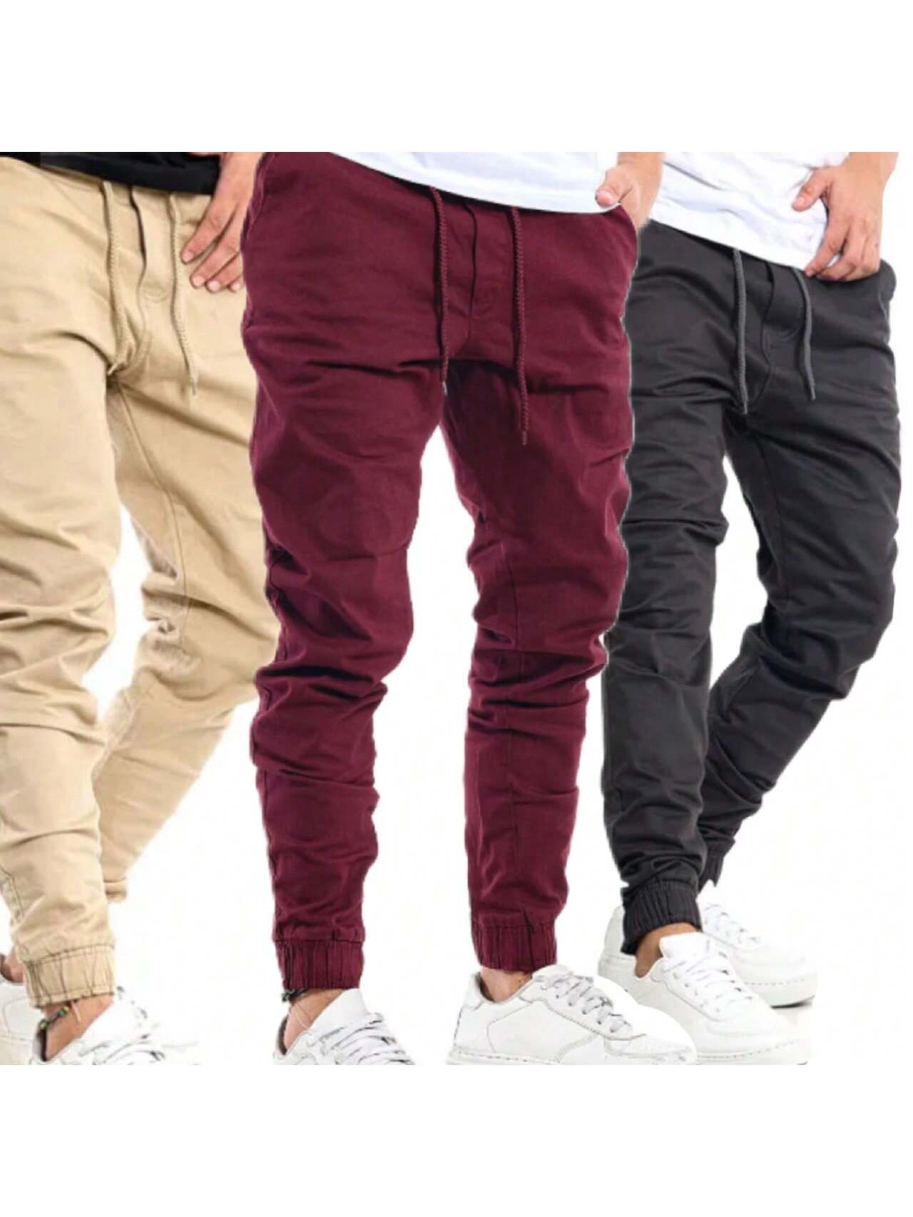 Kit 3 Calça Jogger jeans Masculina Calças Jeans Sarja Preto Masculina Jogger Punho Elastico