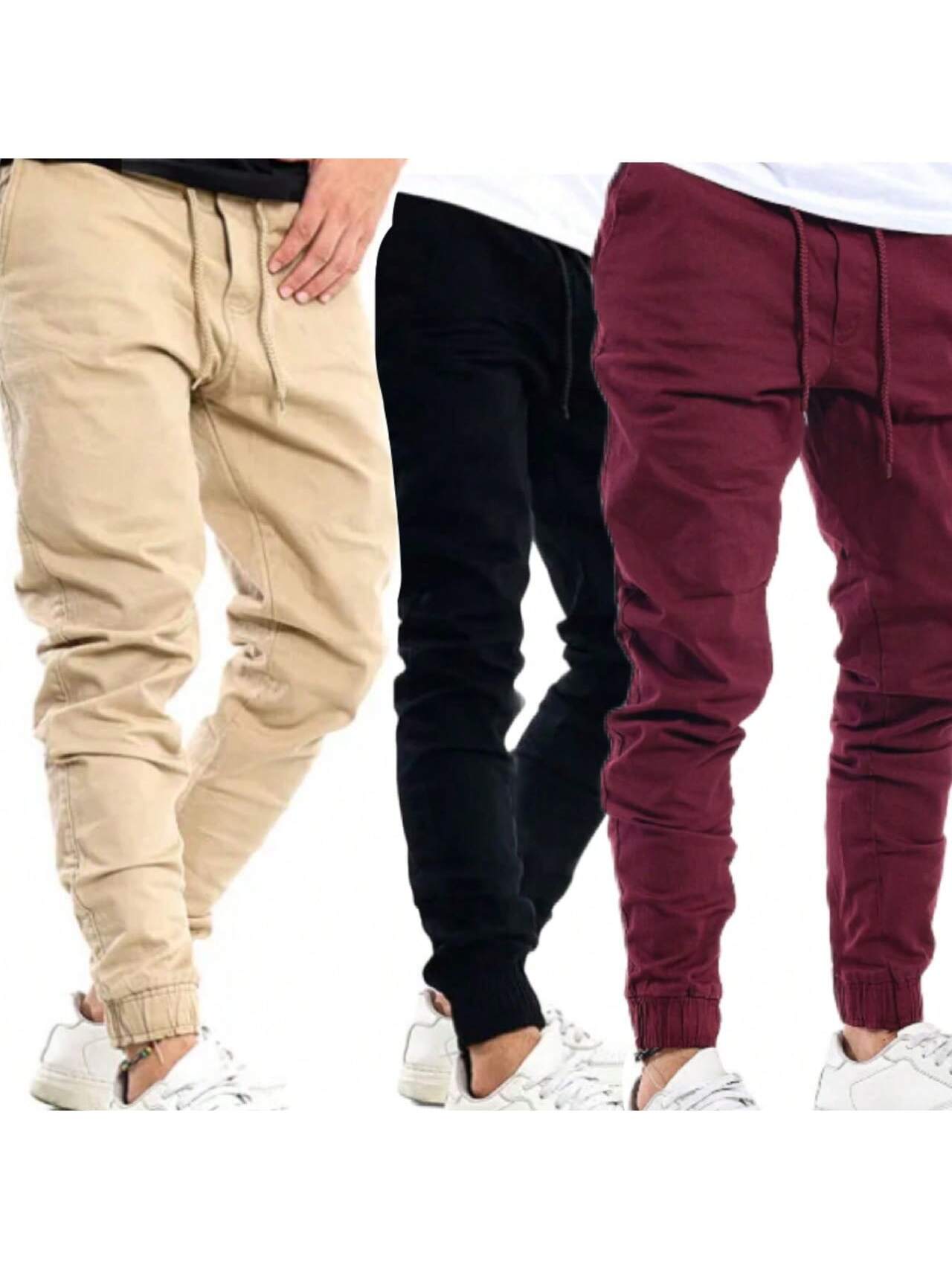 Kit 3 Calça Jogger jeans Masculina Calças Jeans Sarja Preto Masculina Jogger Punho Elastico