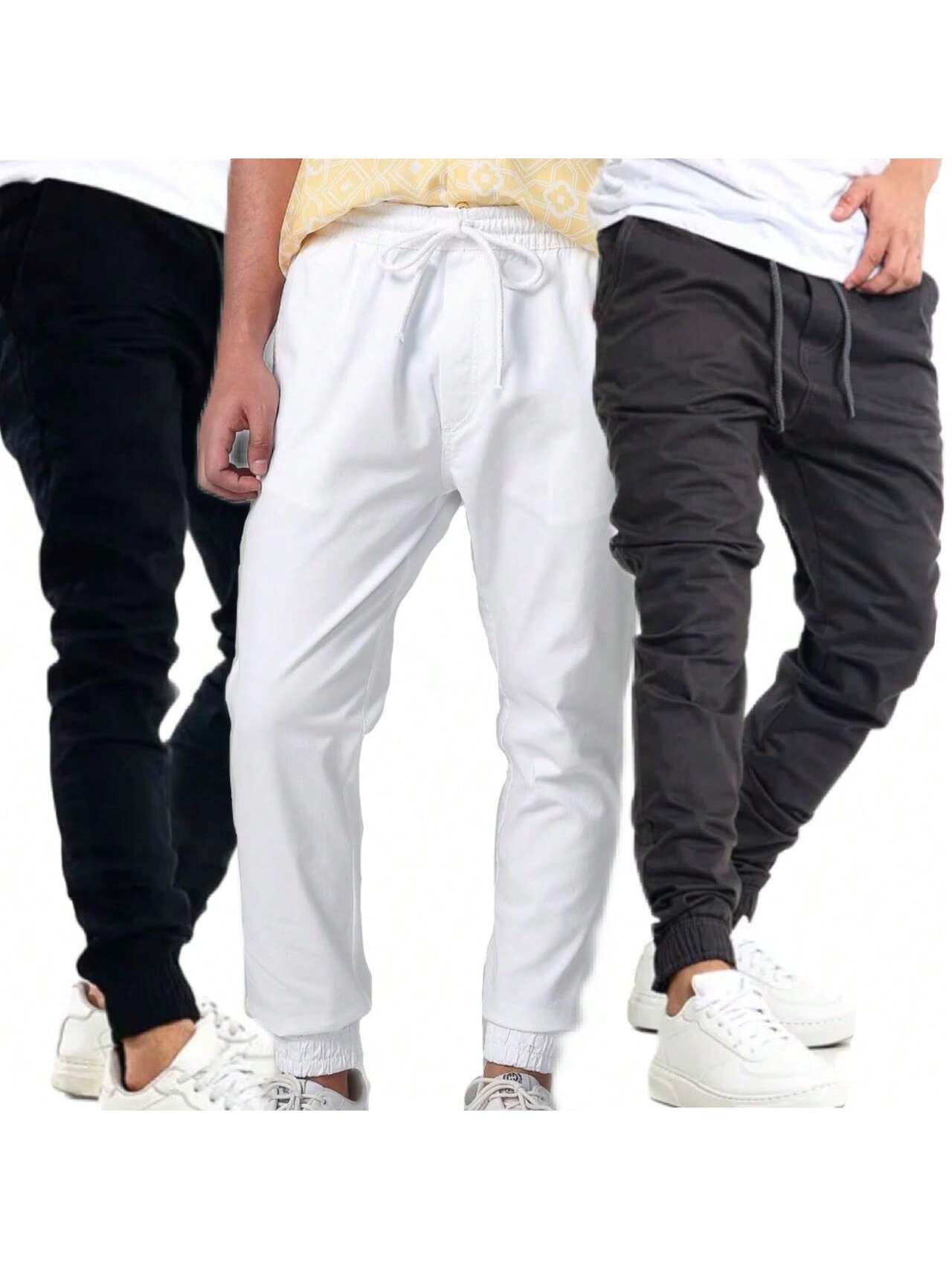 Kit 3 Calça Jogger jeans Masculina Calças Jeans Sarja Preto Masculina Jogger Punho Elastico
