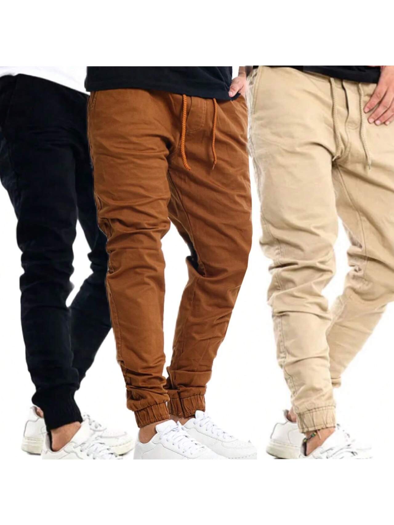 Kit 3 Calça Jogger jeans Masculina Calças Jeans Sarja Preto Masculina Jogger Punho Elastico