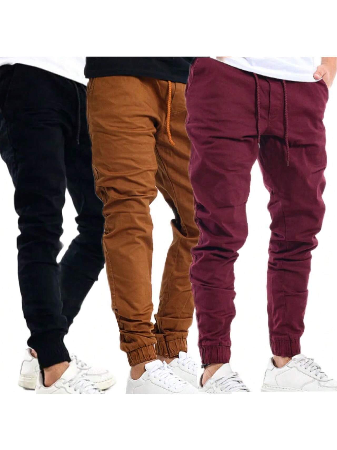 Kit 3 Calça Jogger jeans Masculina Calças Jeans Sarja Preto Masculina Jogger Punho Elastico