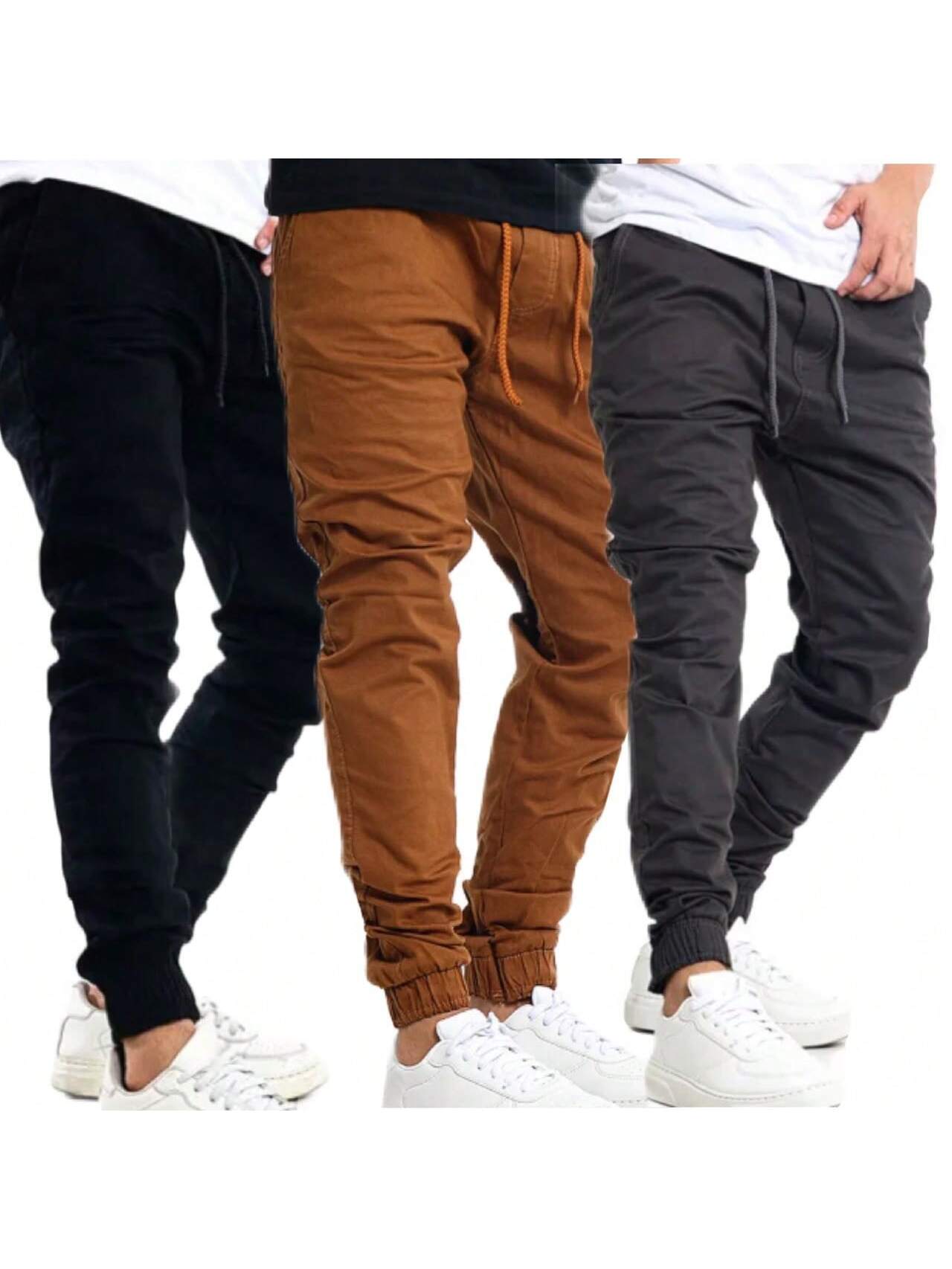Kit 3 Calça Jogger jeans Masculina Calças Jeans Sarja Preto Masculina Jogger Punho Elastico