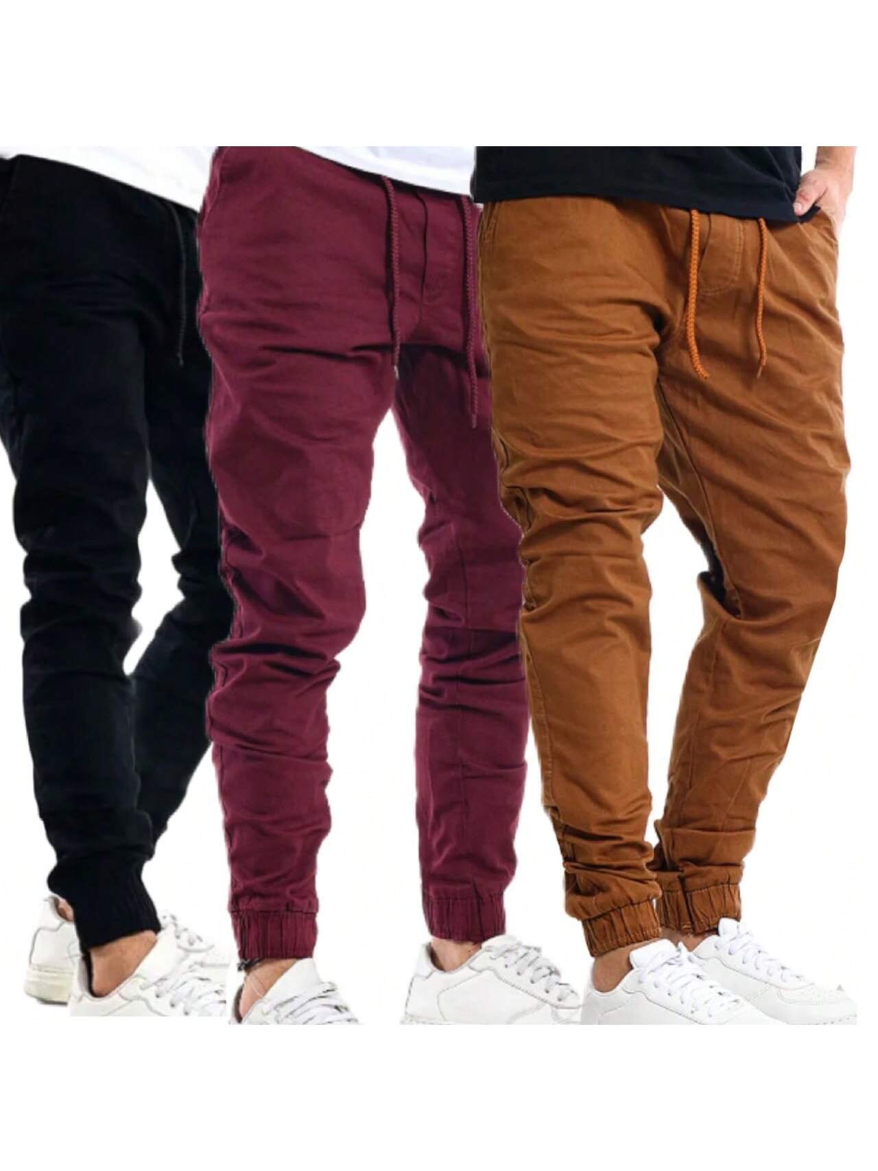 Kit 3 Calça Jogger jeans Masculina Calças Jeans Sarja Preto Masculina Jogger Punho Elastico