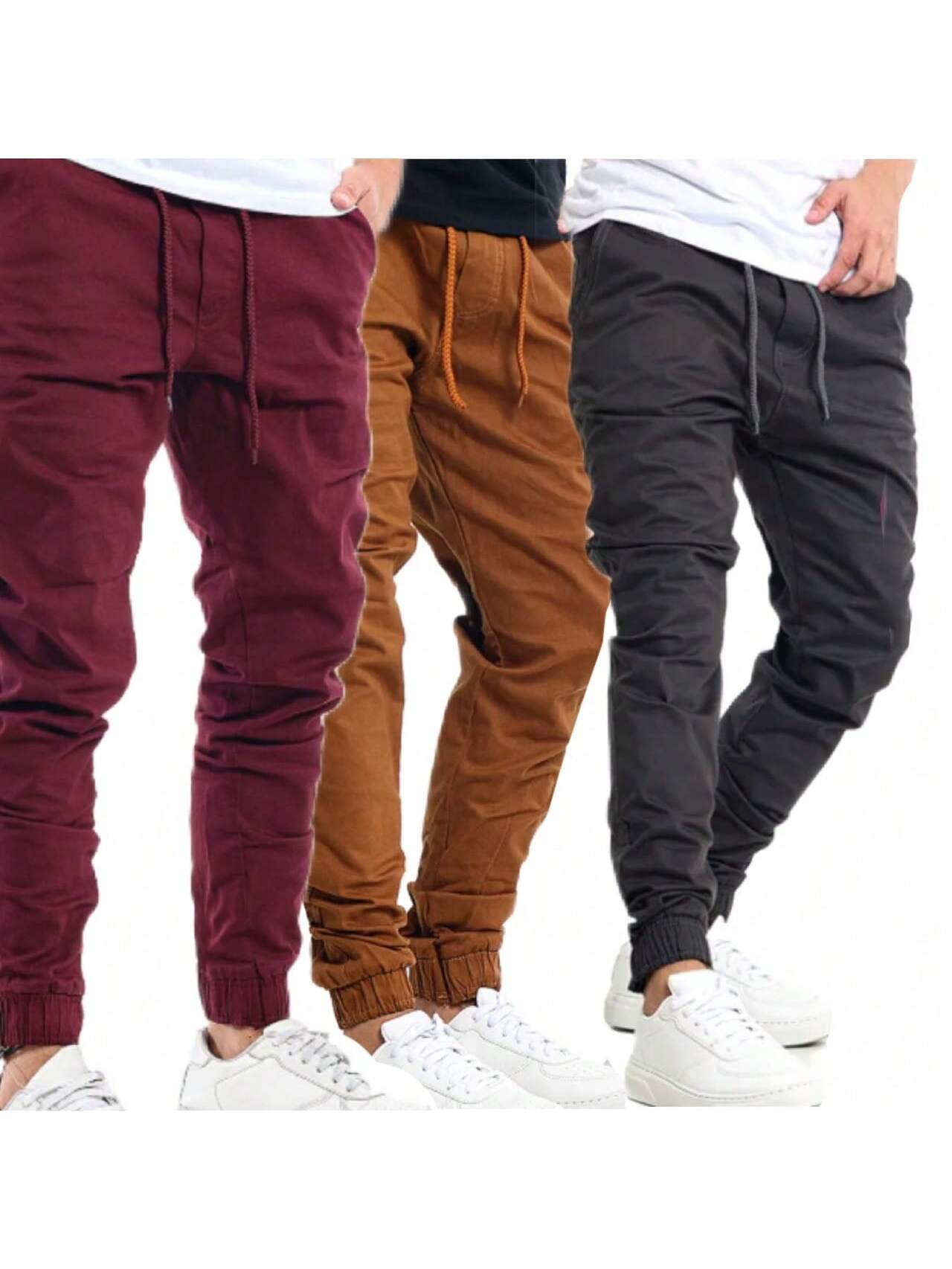 Kit 3 Calça Jogger jeans Masculina Calças Jeans Sarja Preto Masculina Jogger Punho Elastico
