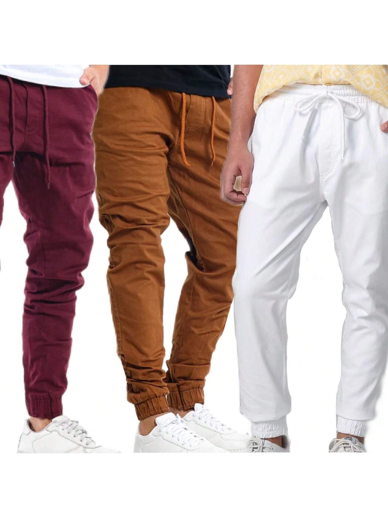 Kit 3 Calça Jogger jeans Masculina Calças Jeans Sarja Preto Masculina Jogger Punho Elastico