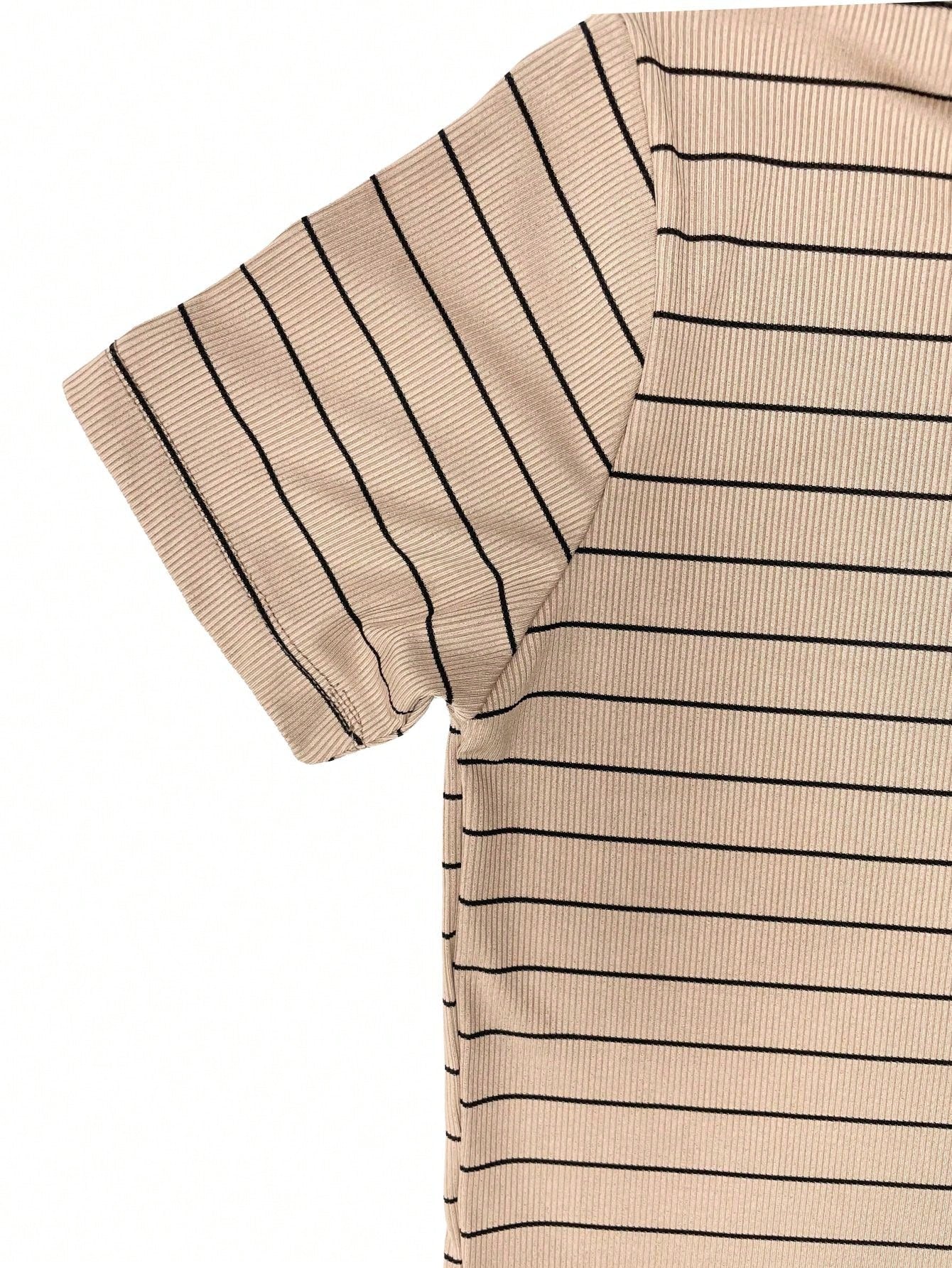 K&K FASHION SHEIN Camiseta Listrada Canelada