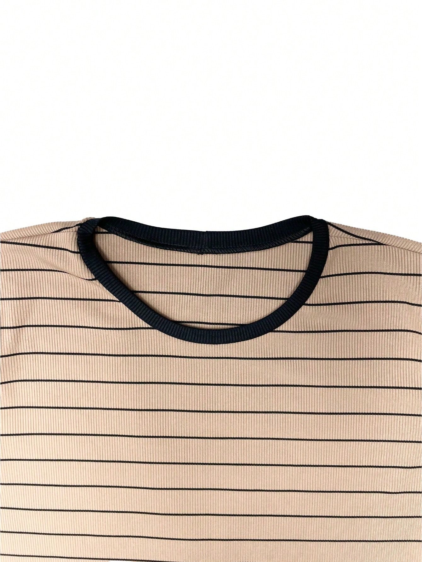 K&K FASHION SHEIN Camiseta Listrada Canelada